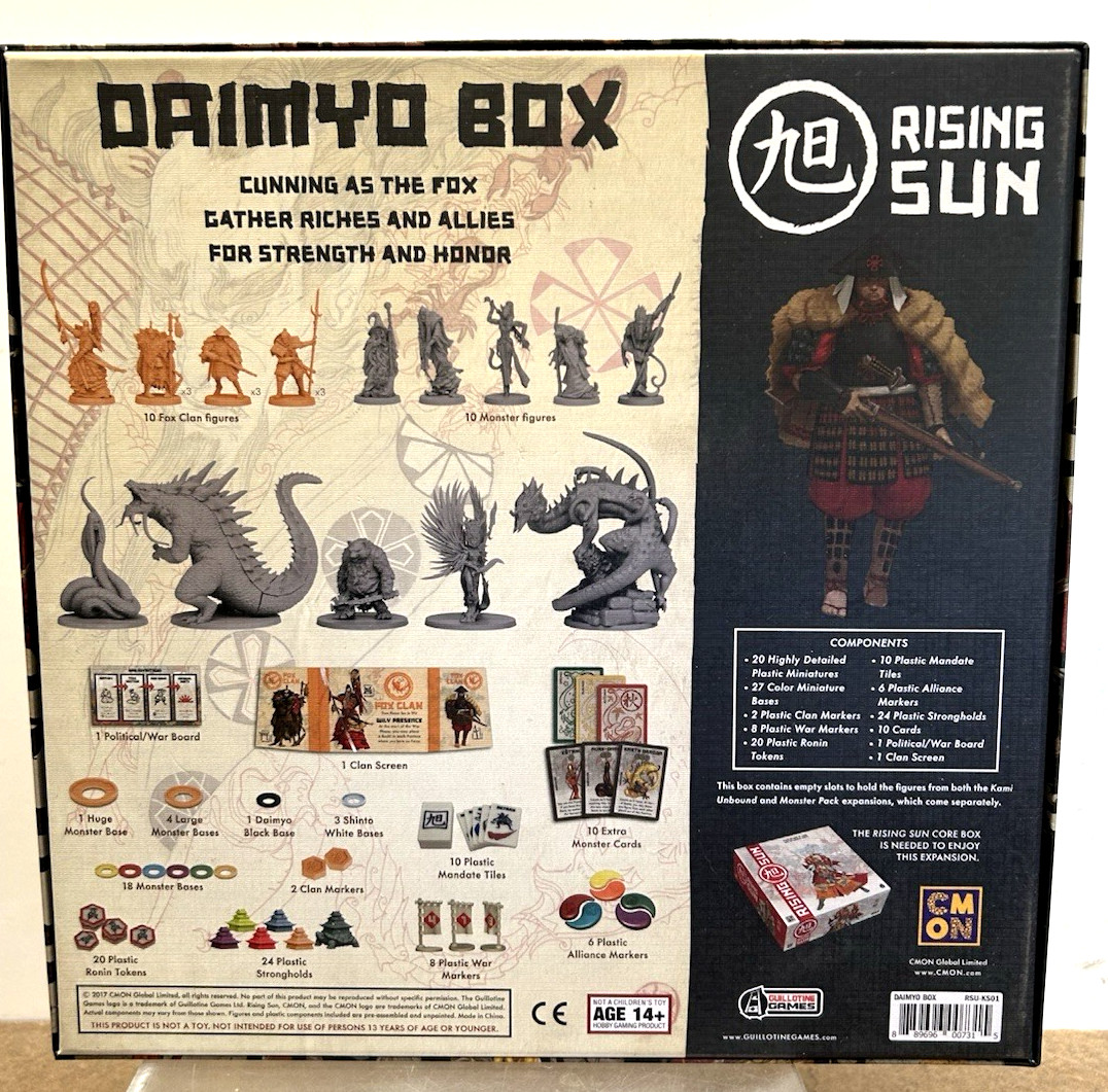 Rising Sun Daimyo Box Kickstarter Exclusive CMON Eric Lang COMPLETE Good Condit