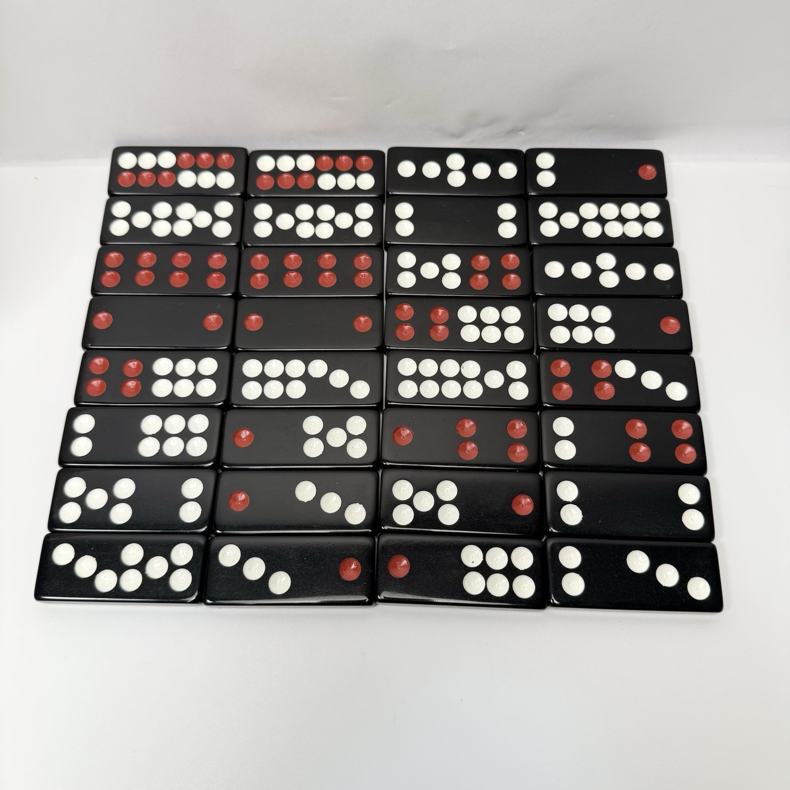 Vintage Chinese Pai Gow Domino Tile Set Black Tiles w/ Case Hong Kong