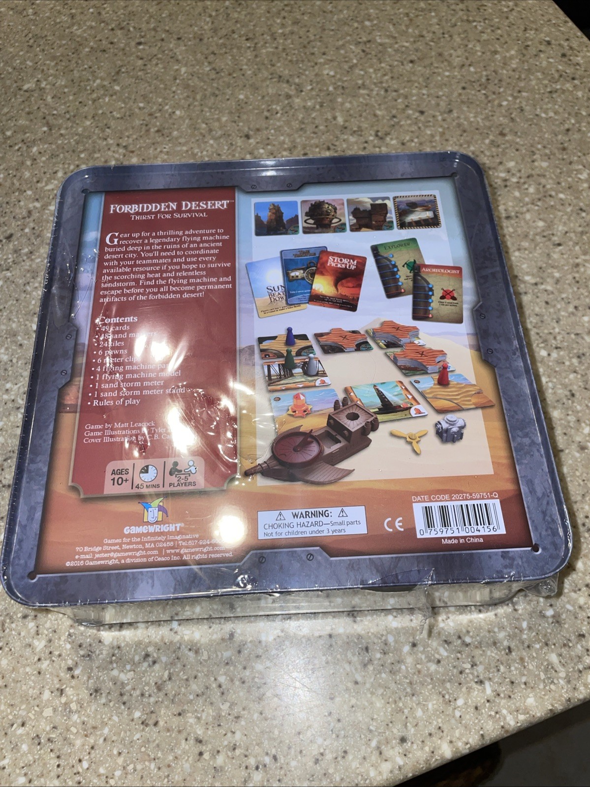 Gamewright Forbidden Desert Board Game New Sealed Tin Dent 2-5 Players Mensa