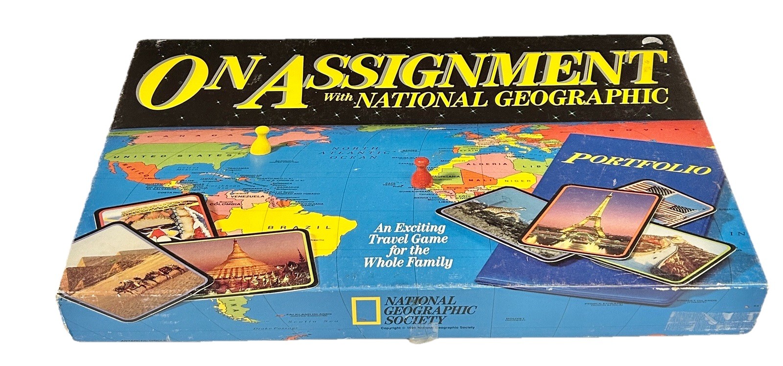 Complete 1990 National Geographic On Assignment Geography Trivia Board Game..