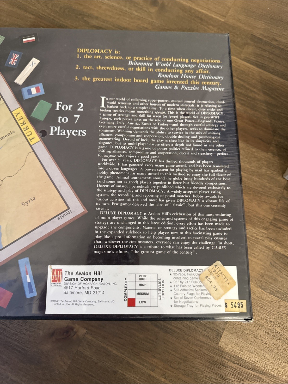 Avalon Hill 1992 DELUXE DIPLOMACY 8191 International Intrigue Game New Sealed