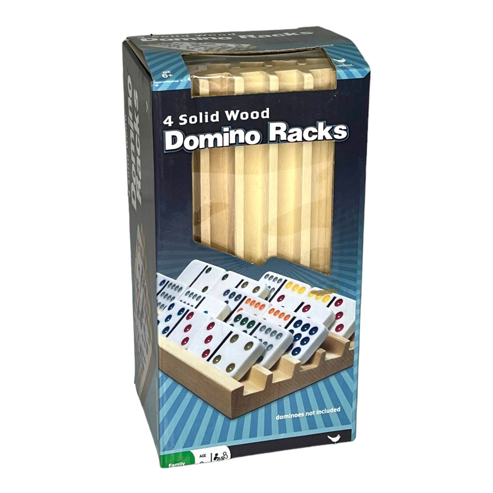 VTG Set 55pc Double Nine JUMBO Color Dot DOMINOES + 4 Wooden DOMINOE RACKS New