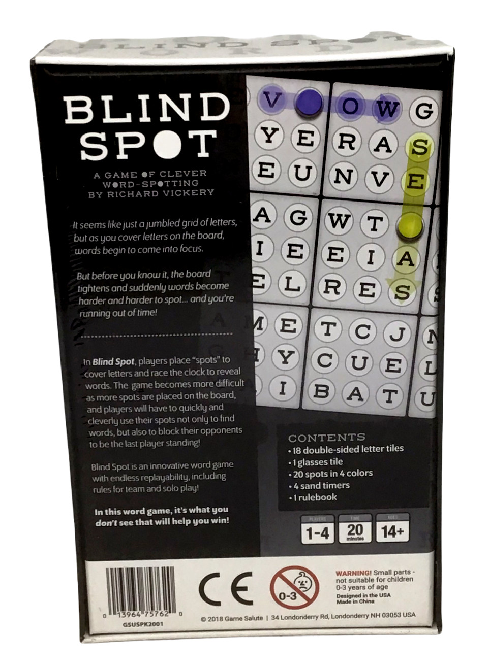 Blind Spot Game A Word Family Richard Vickery Sparks Works Factory Sealed NEW