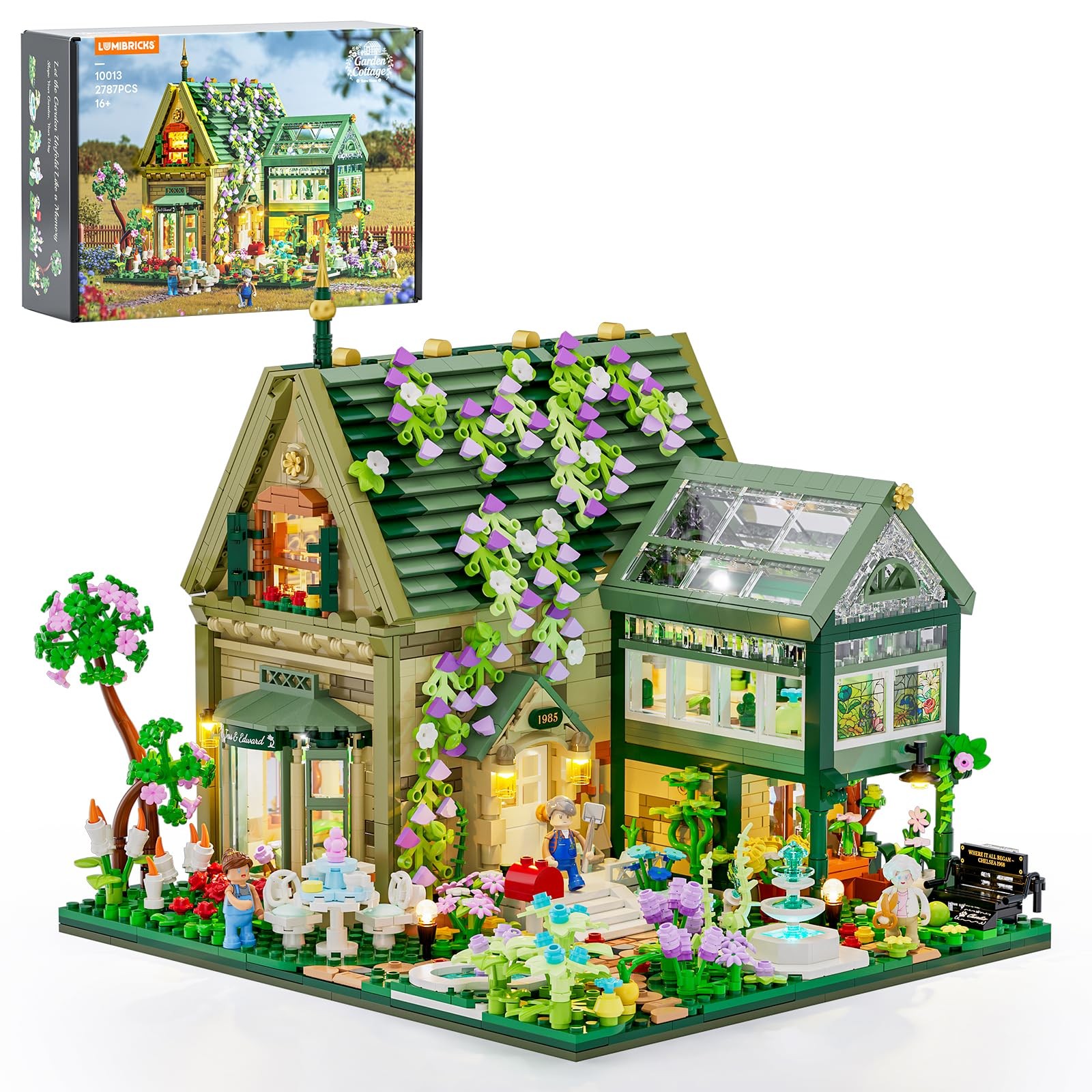 Garden Cottage Building Bricks Set 2787 Pcs Retro Cabin Model Lumibricks House