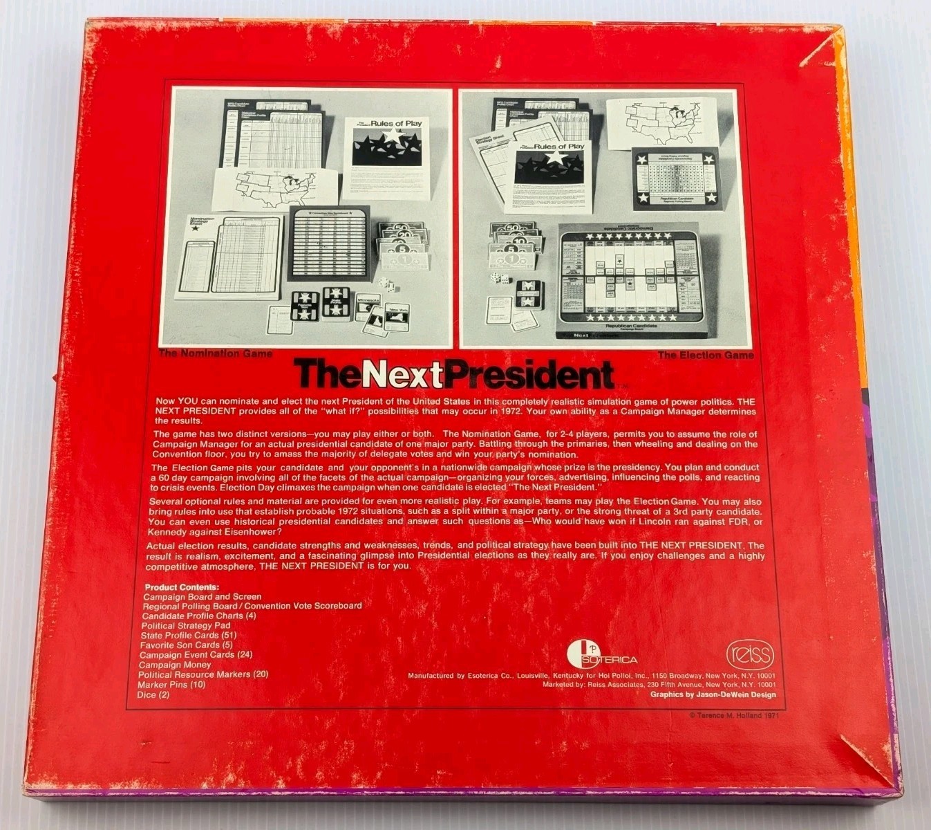 1971 Reiss The Next President Board Game UNPUNCHED COMPLETE History Strategy