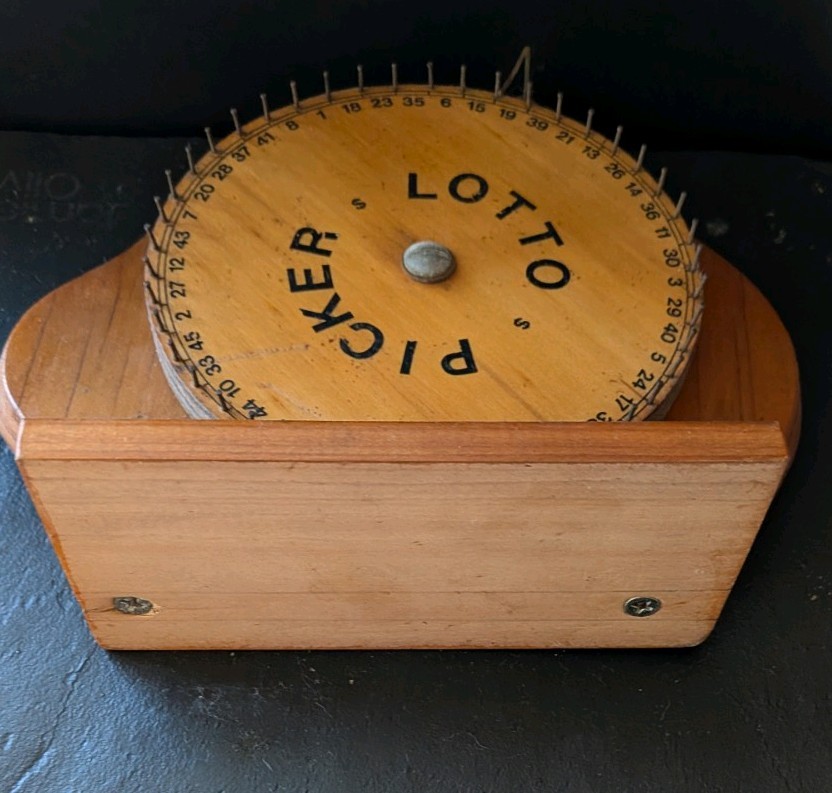 Vintage Australia Map Shaped Wooden Lotto Picker Lottery Number Generator