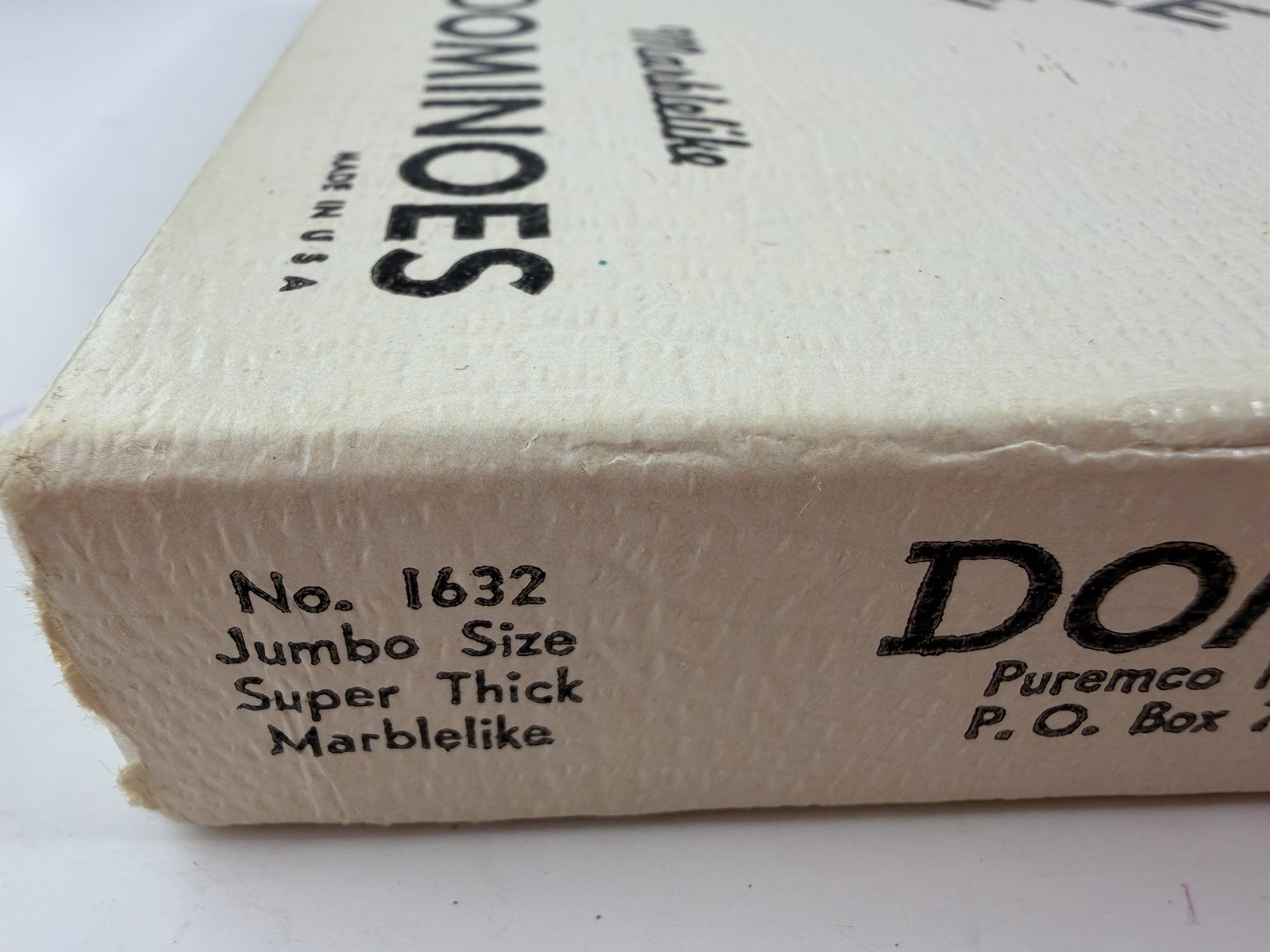 VTG Puremco Marblelike Dominoes #1632 Jumbo Size Giant Face Super Thick USA Made