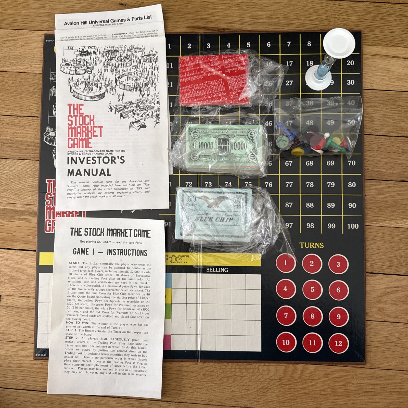 1970 The Stock Market Game Avalon Hill First Printing w/ 1929 Crash Version