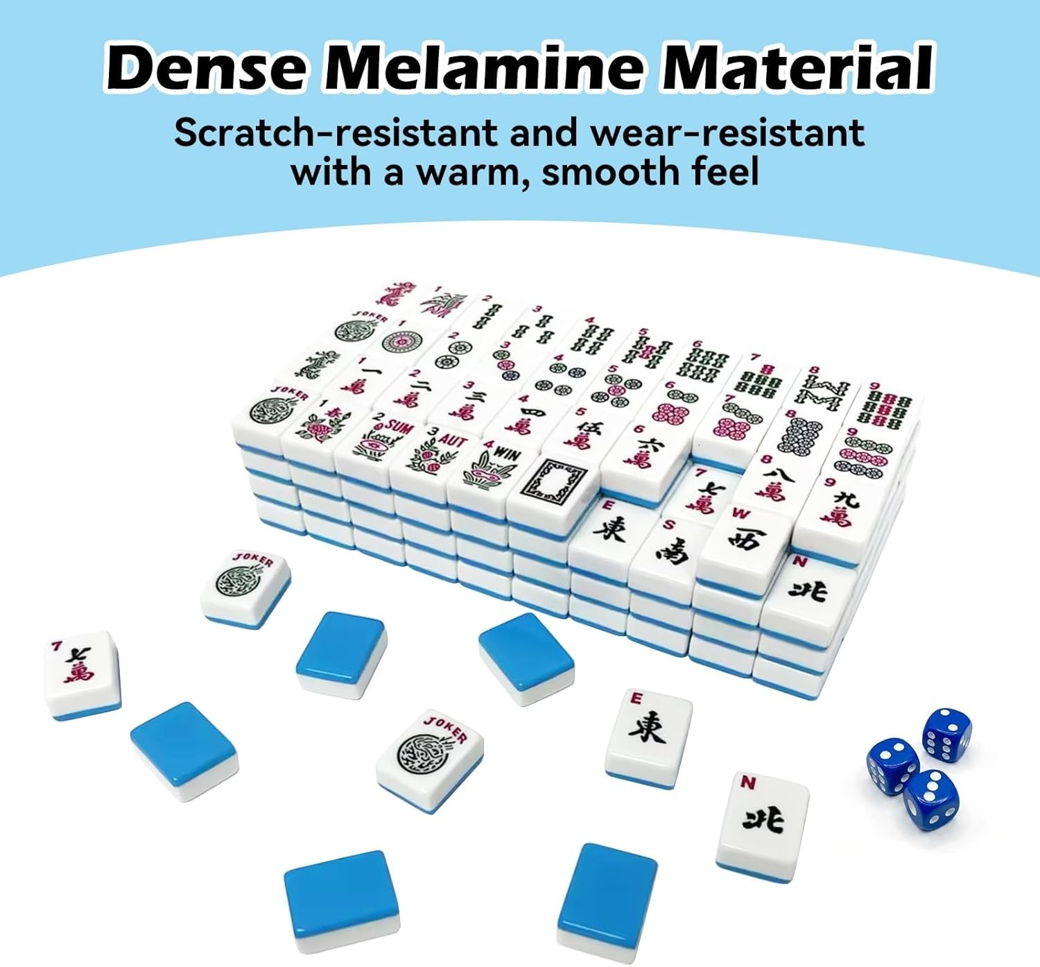 American Mahjong Tile Set with 166 Tiles, 1.2-Inch Mah Jongg Sets, Mahjong Gift