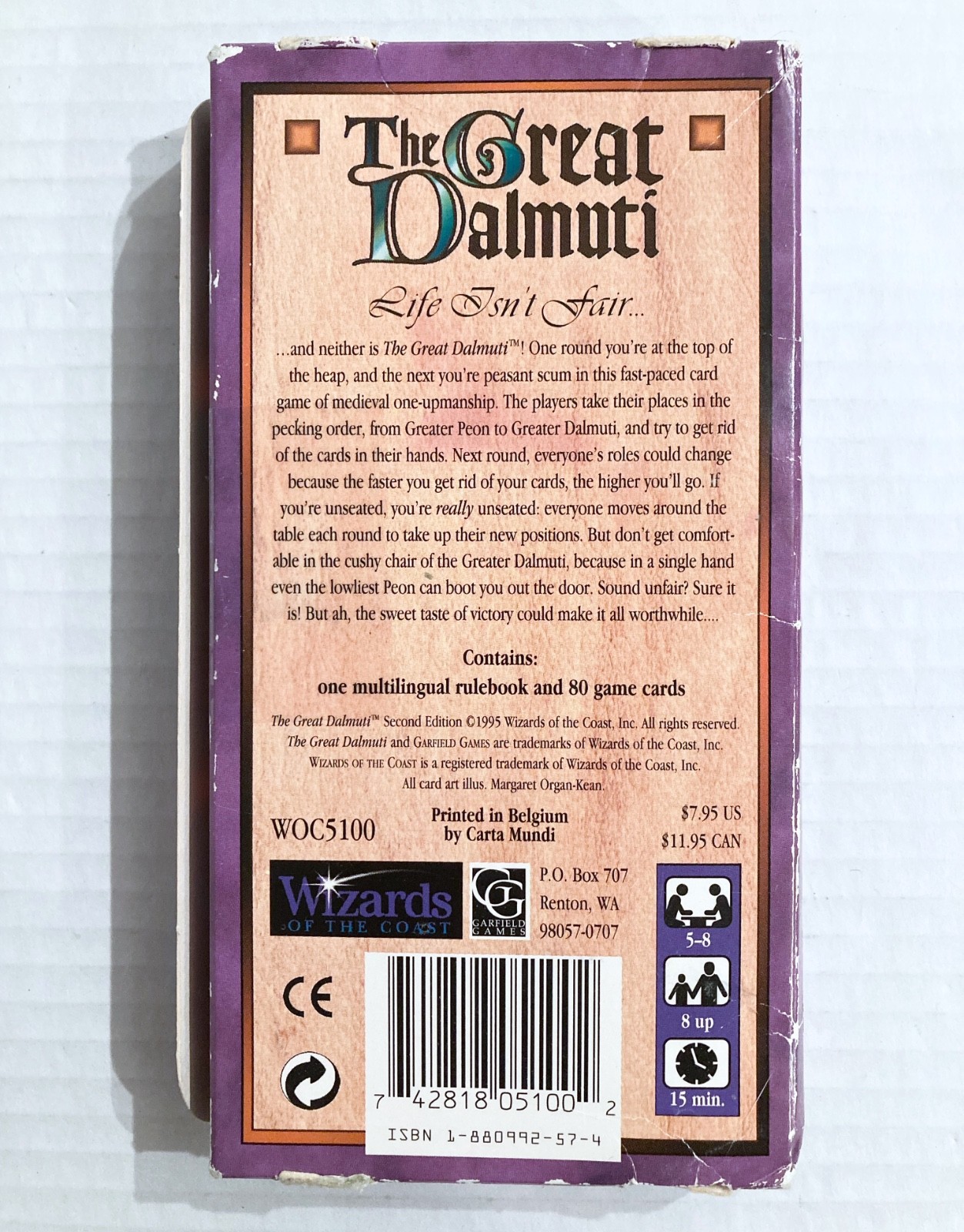 The Great Dalmuti COMPLETE Card Game 1995 Wizards of the Coast Garfield Box VTG