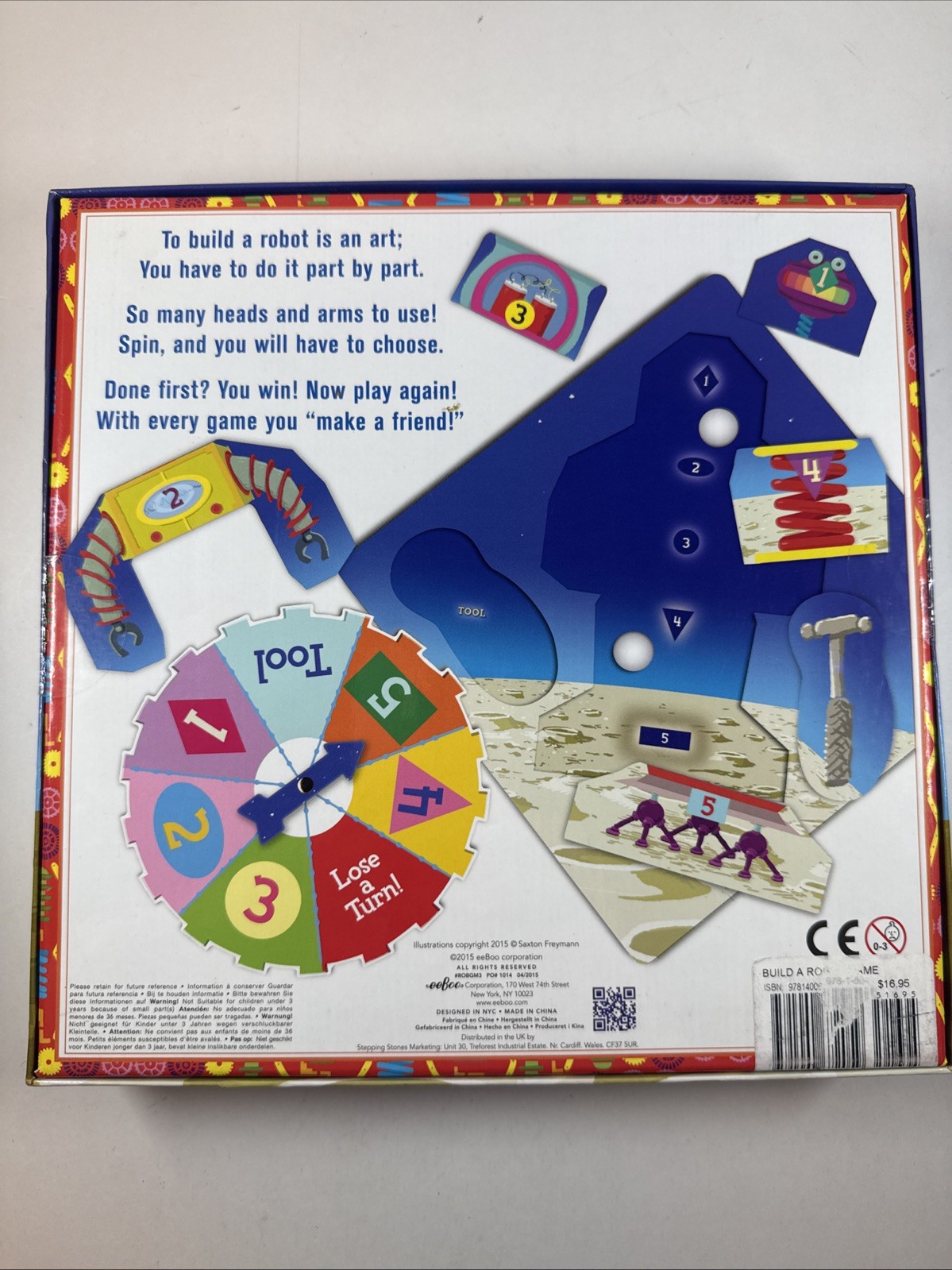 Eeboo Build a Robot Spinner Board Game ~ 2015 ~ New And Sealed ~ 1-4 Players