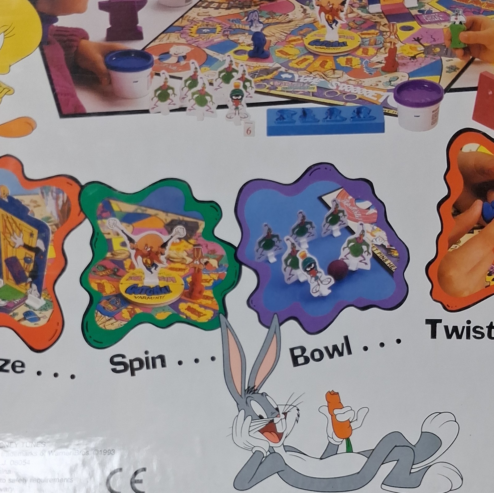 Tyco Games Looney Tunes Smush ‘Em Board Game w/ 4 Dough Cans 1994 MPN 7071