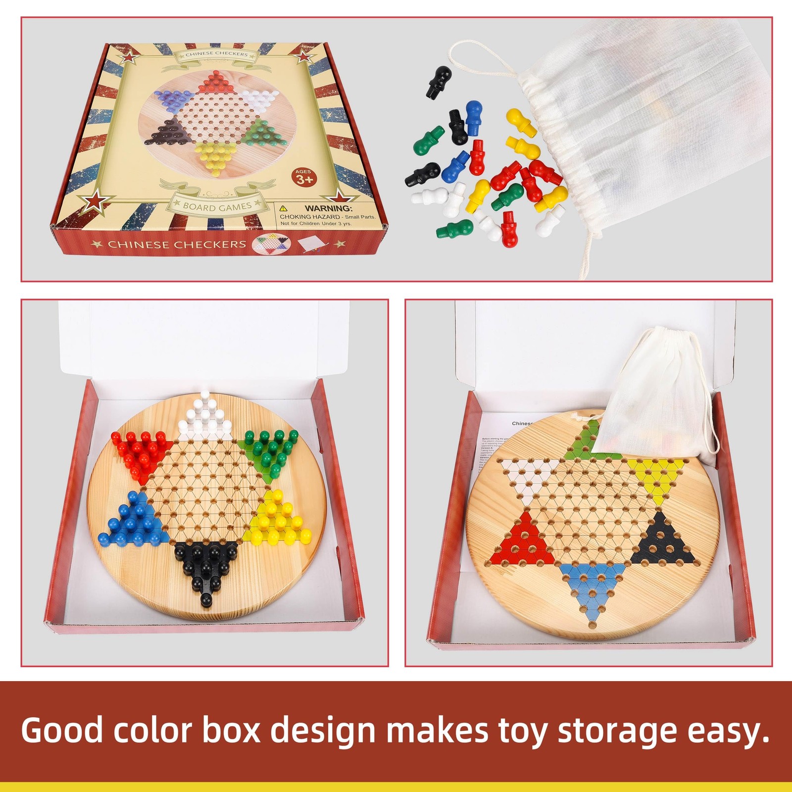 Chinese Checkers Board Game, 11.5 Inches Game Board Set – Premium Solid Wood …