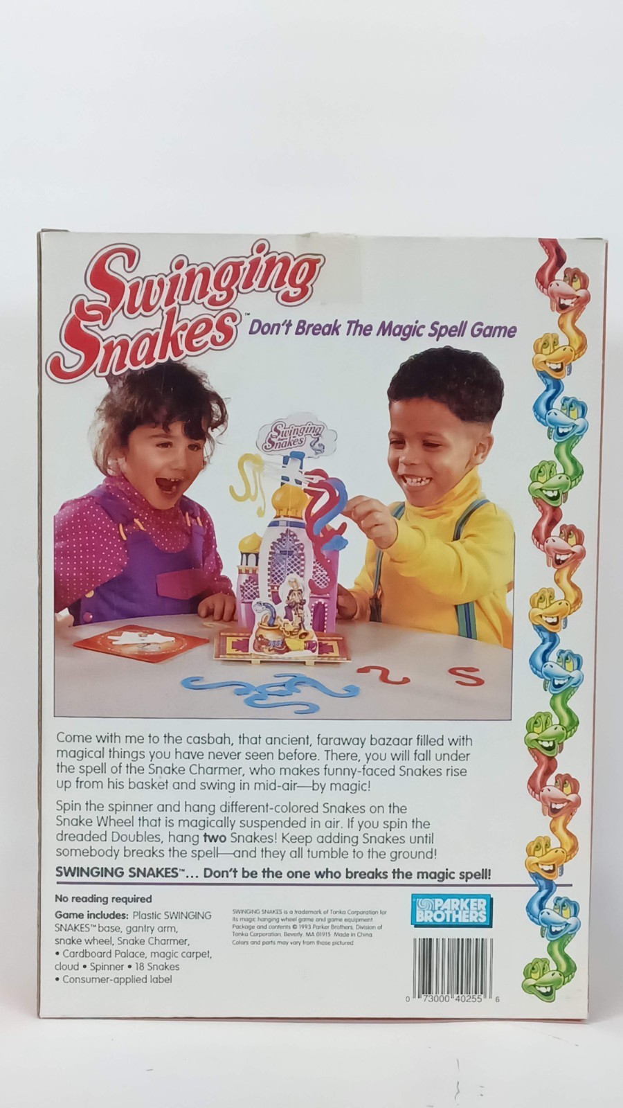 SWINGING SNAKES 1993 Vintage Parker Brothers Board Game (1 Red Snake Missing +)