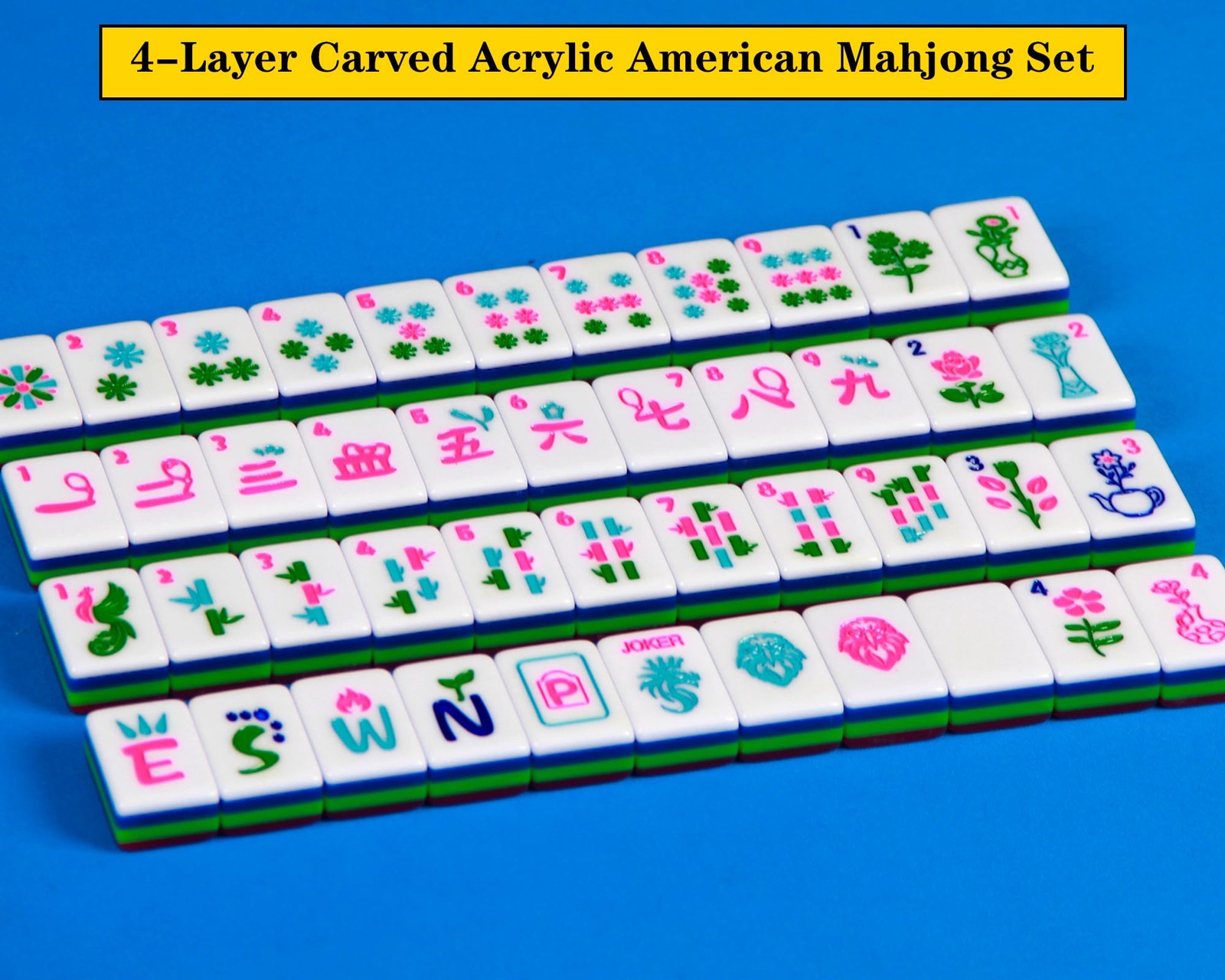 QLKLIKEBF 4-Layer Mahjong Tile Set 1.2-inch Rose Red 166 American Mahjong Til…