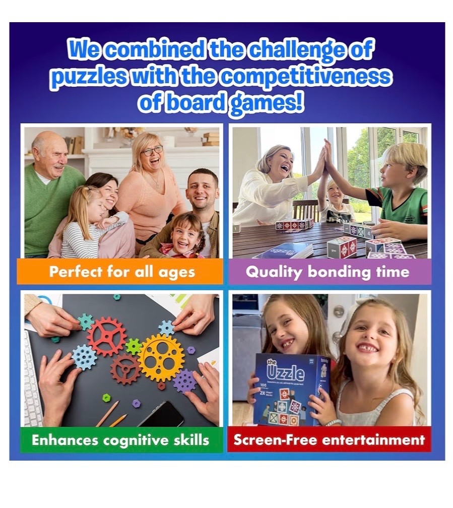 The Uzzle Board Game, Family Block Puzzle for Children & Adults NEW Sealed