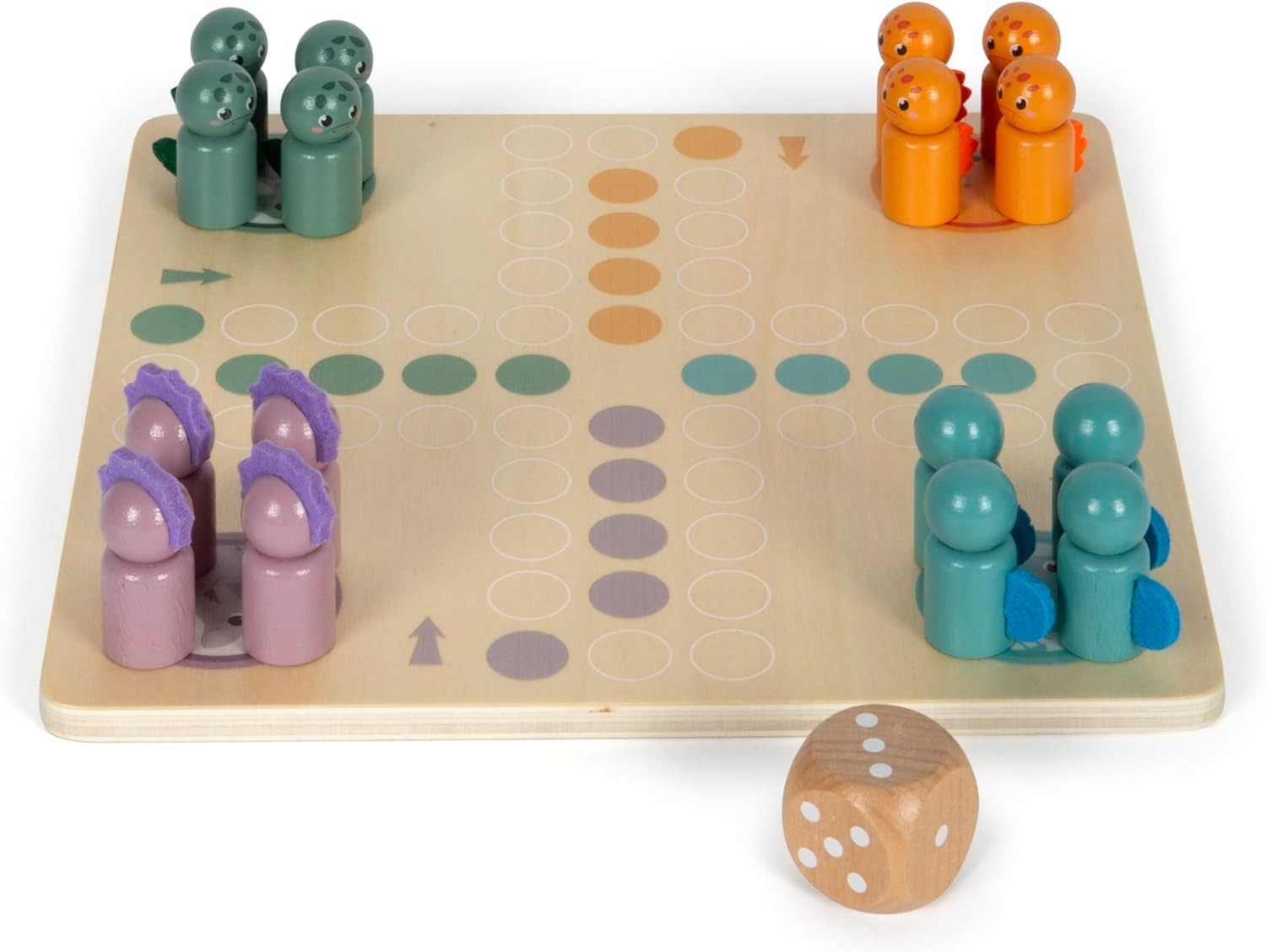 small foot Ludo „Dino“, Gesellschaftsspiel aus FSC® 100%-zertifiziertem Holz, Br