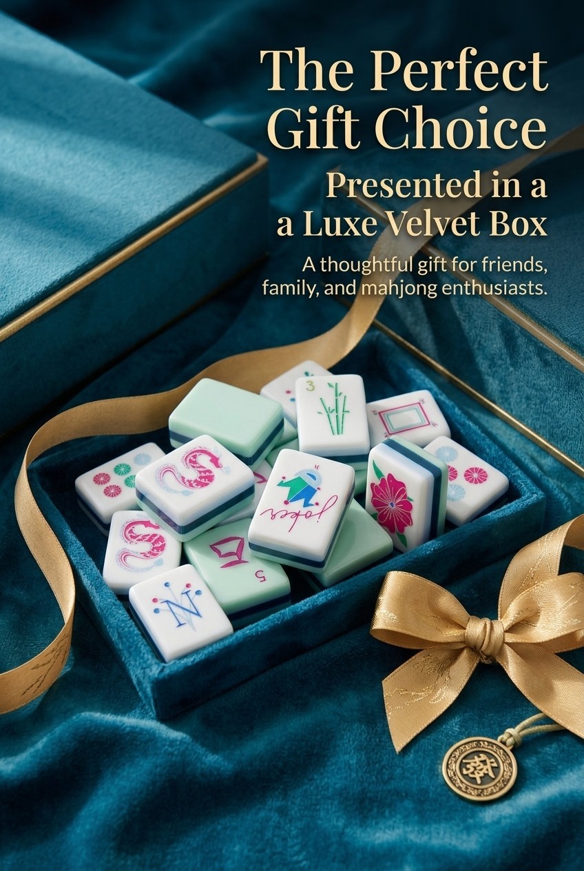 US Stock American Mahjong Tiles 160 cyan Painting Hand-Painted Mahjong Set