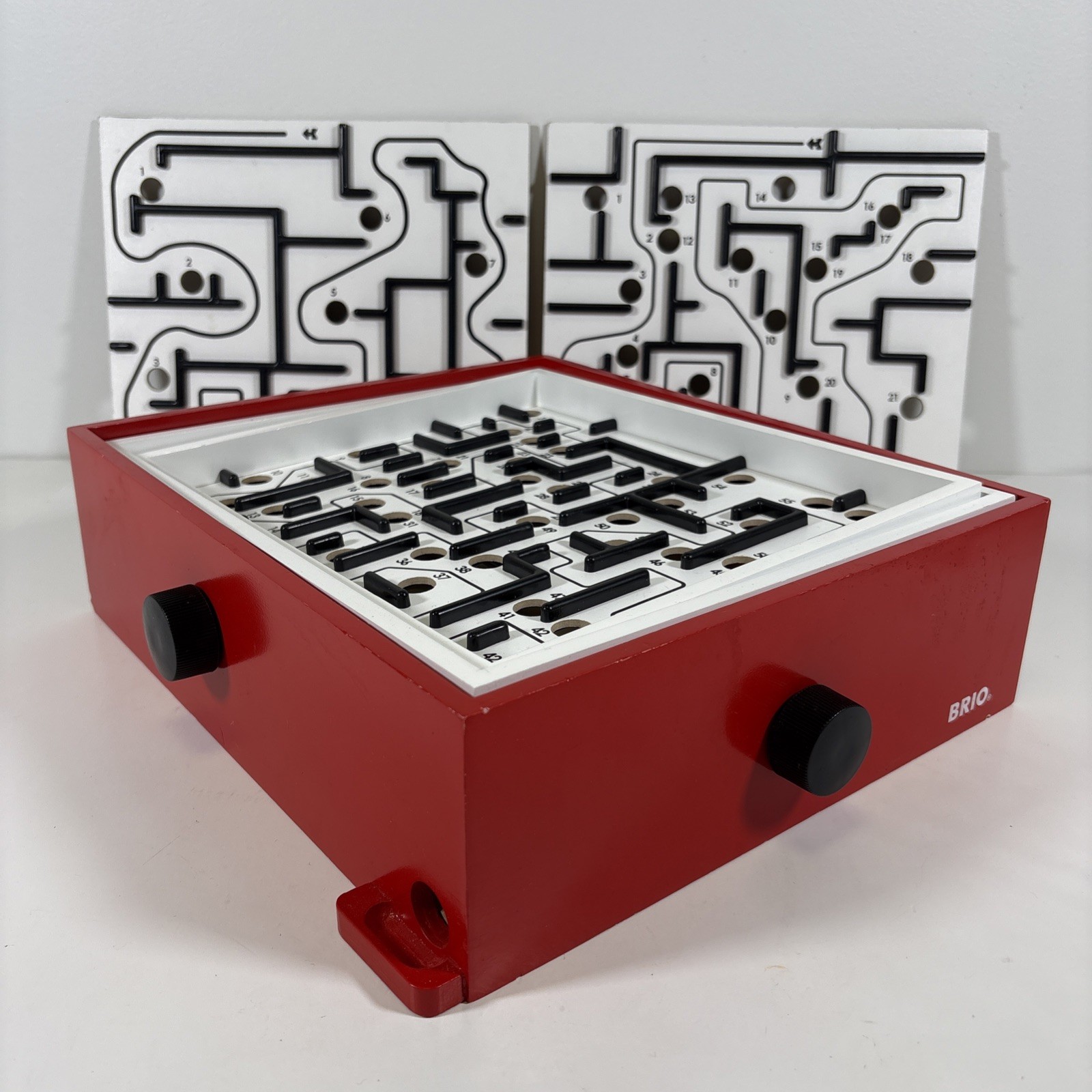 Brio Labyrinth Game Tilt Maze Red Wooden #34020 2006 – No Steel Balls – 3-Board