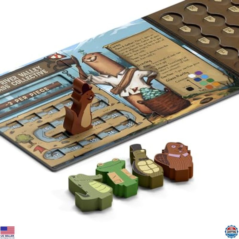 Deluxe River Valley Glassworks Board Game for Families – 1-5 Players, 20 Min