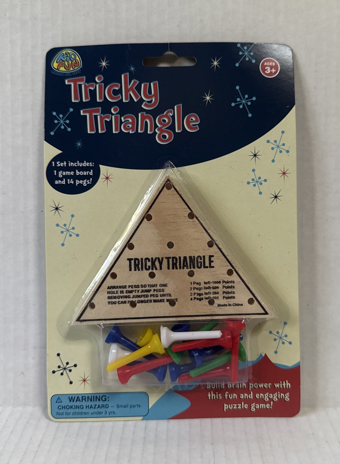 Kid Fun Wooden Tricky Triangle Puzzle Game.