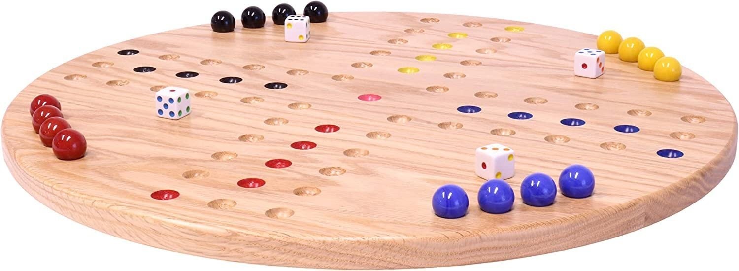 AmishToyBox.com 18″ Round Aggravation (Wahoo) Game Board Set, Solid Oak Wood