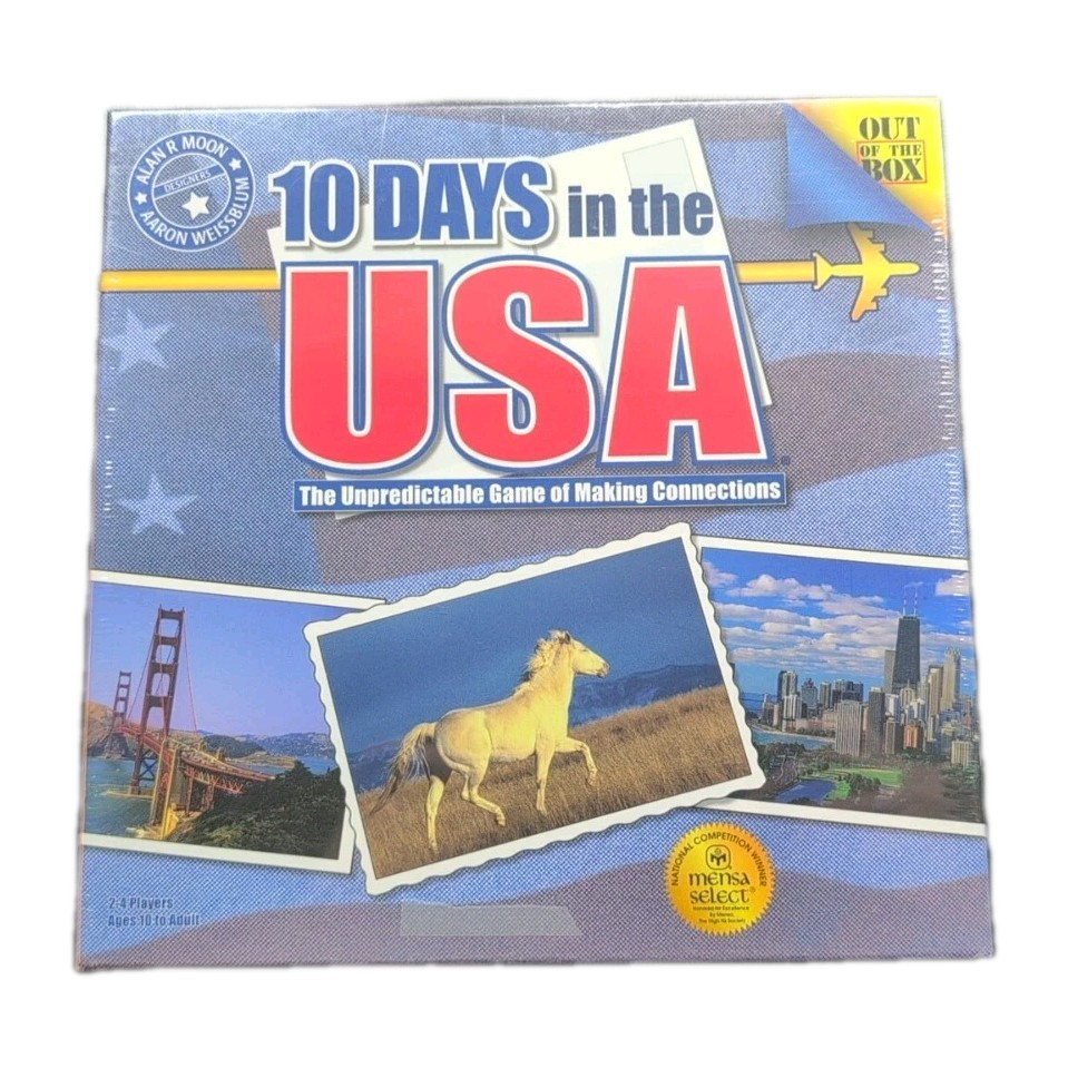 10 Days in the USA Board Game by Out of the Box Mensa Select New Sealed HTF