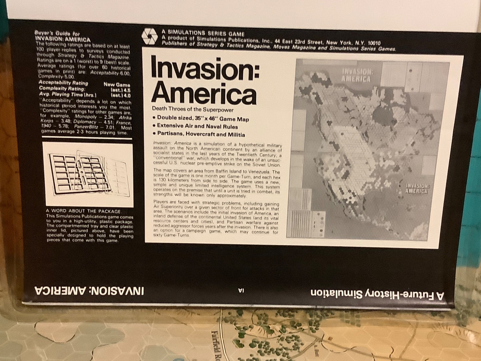 Invasion: AMERICA punched VG+ Alternate History SPI 1976 flatpack Tray WW4?