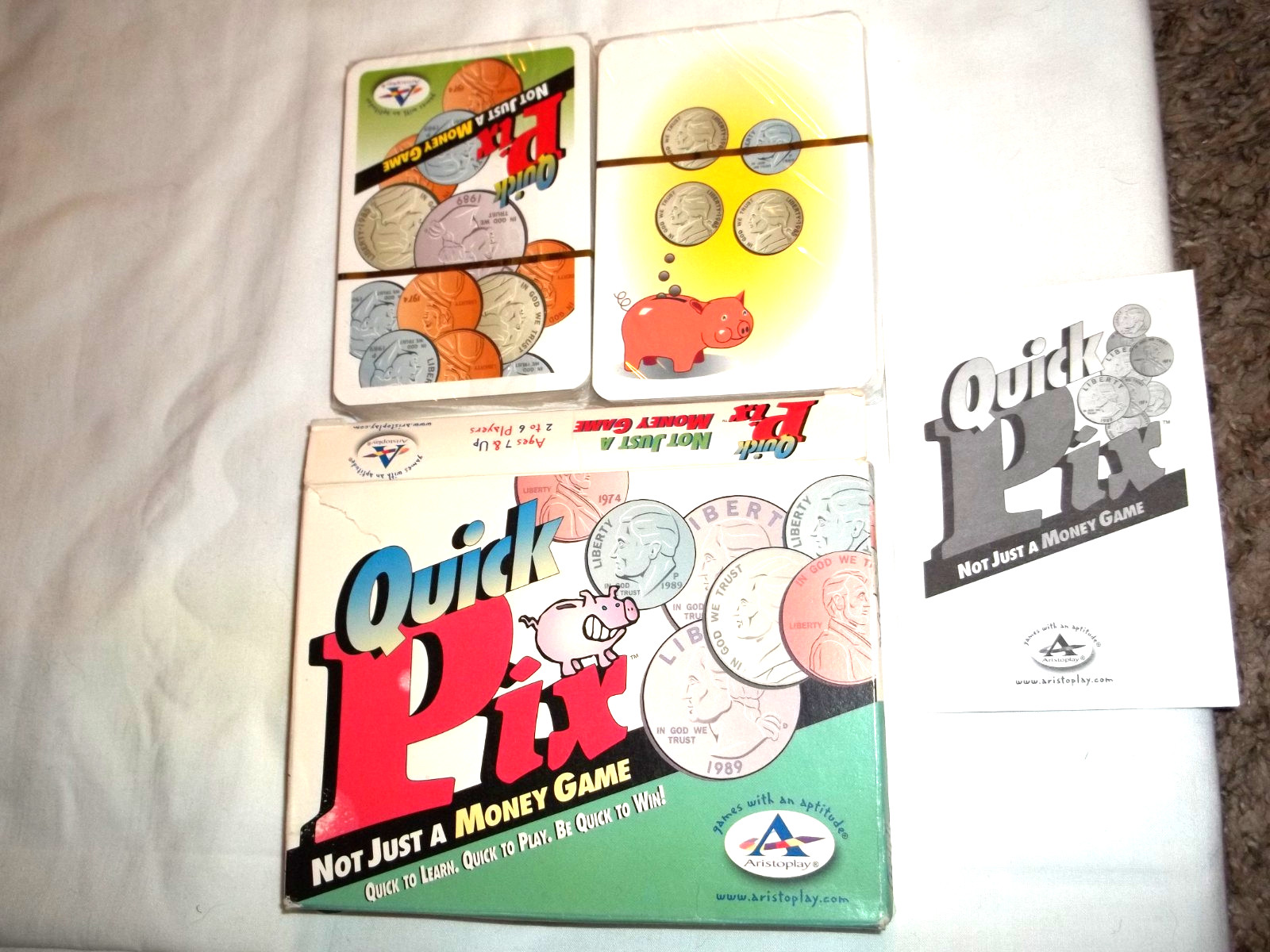 Quick Pix Not Just A Money Game Aristoplay games 2000 Factory Sealed decks NOS