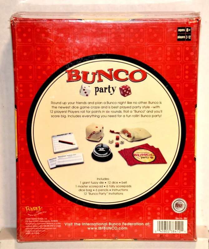 Fundex Bunco Party Dice Game – 2 to 12 Players – 2004 – New