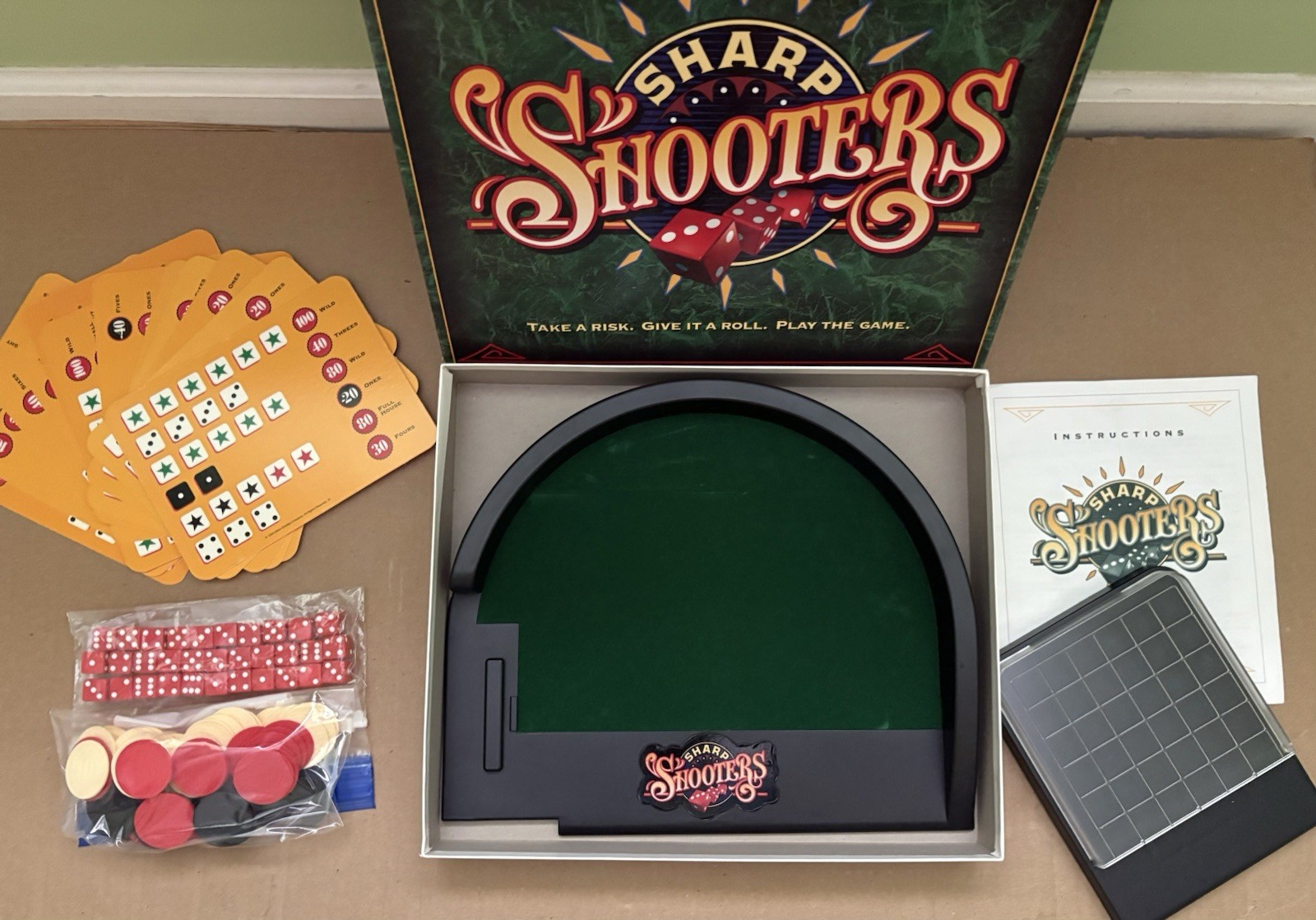Sharp Shooters Dice & Chip Board Game 1994 Milton Bradley MB Complete Vintage