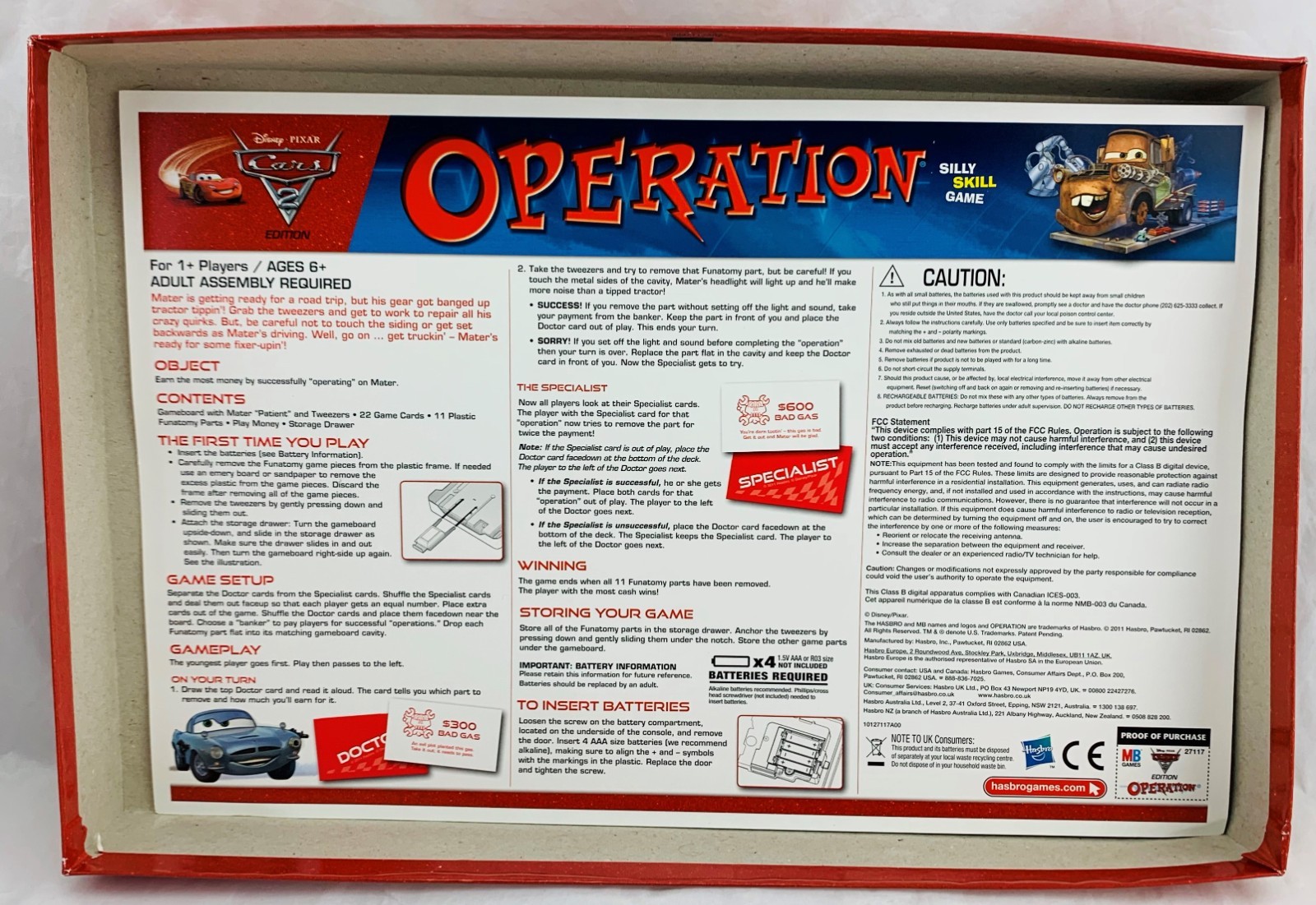 2006 Cars Operation Game by Hasbro Complete in Great Condition FREE SHIPPING