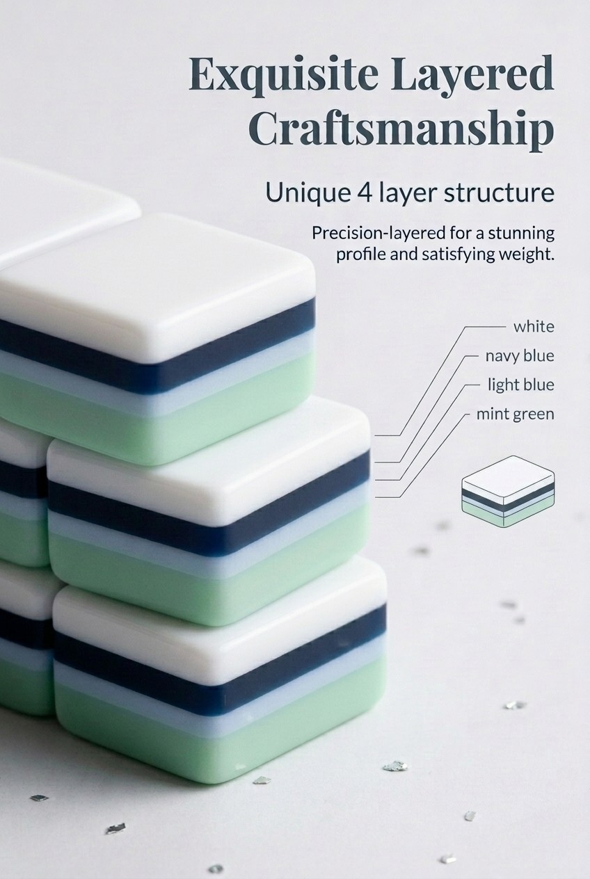 US Stock American Mahjong Tiles 160 cyan Painting Hand-Painted Mahjong Set