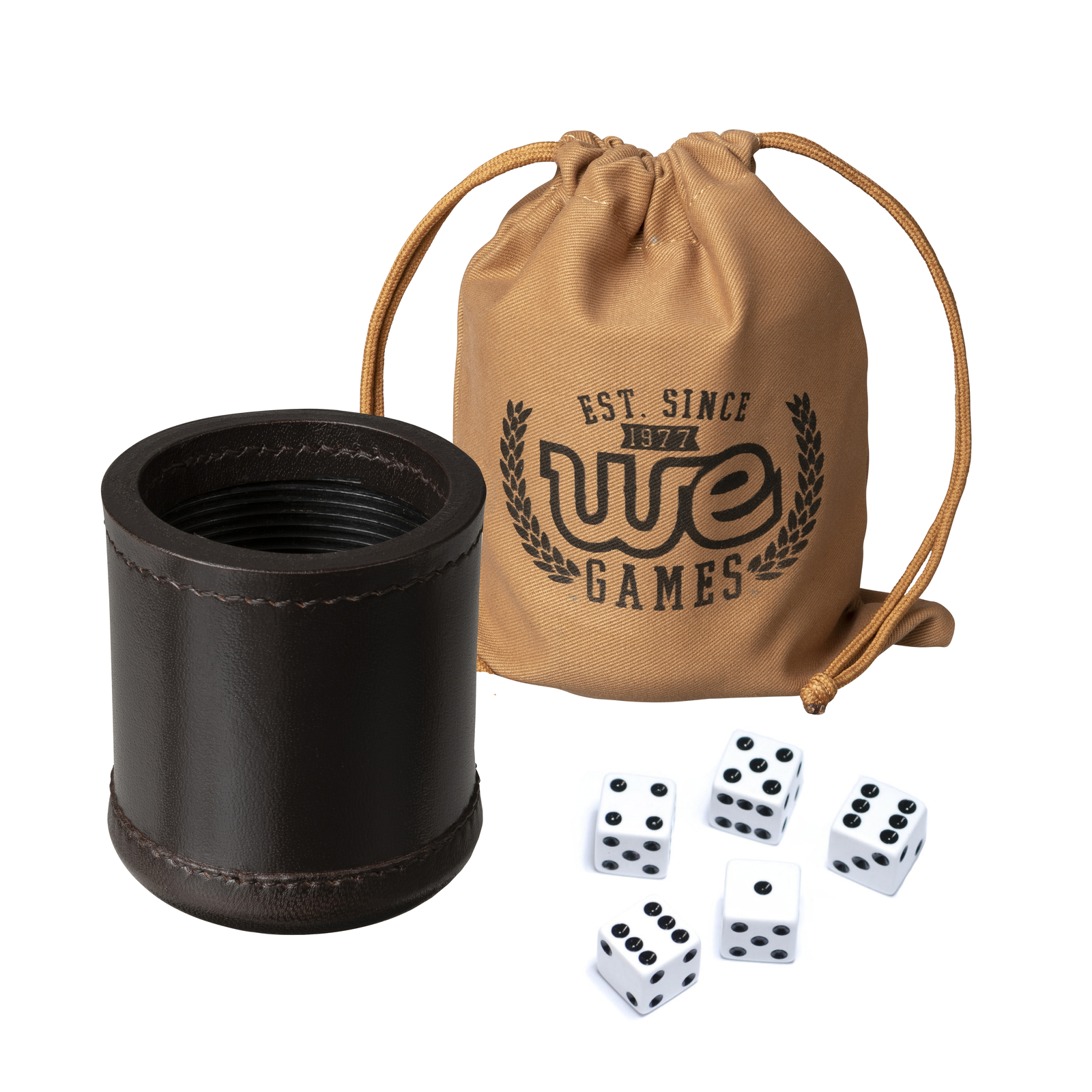 WE Games Brown Leather Dice Cup Set