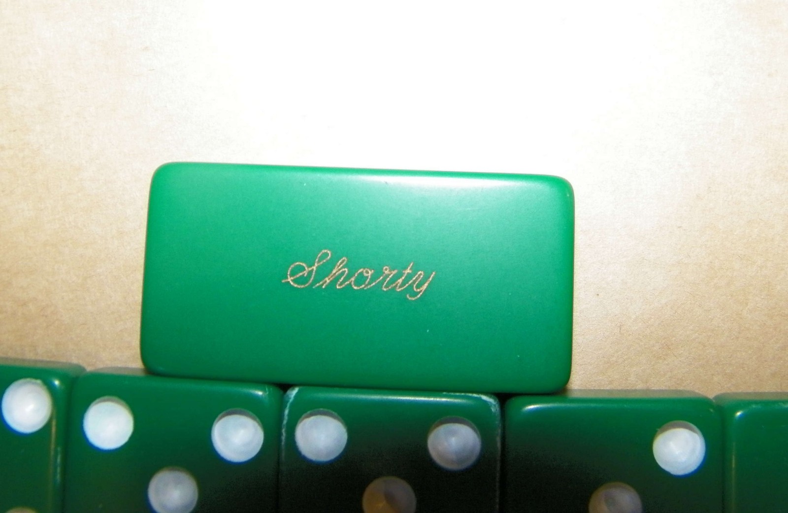 SET of MARBLELIKE DOMINOES made by Creative Plastics color GREEN in box SHORTY