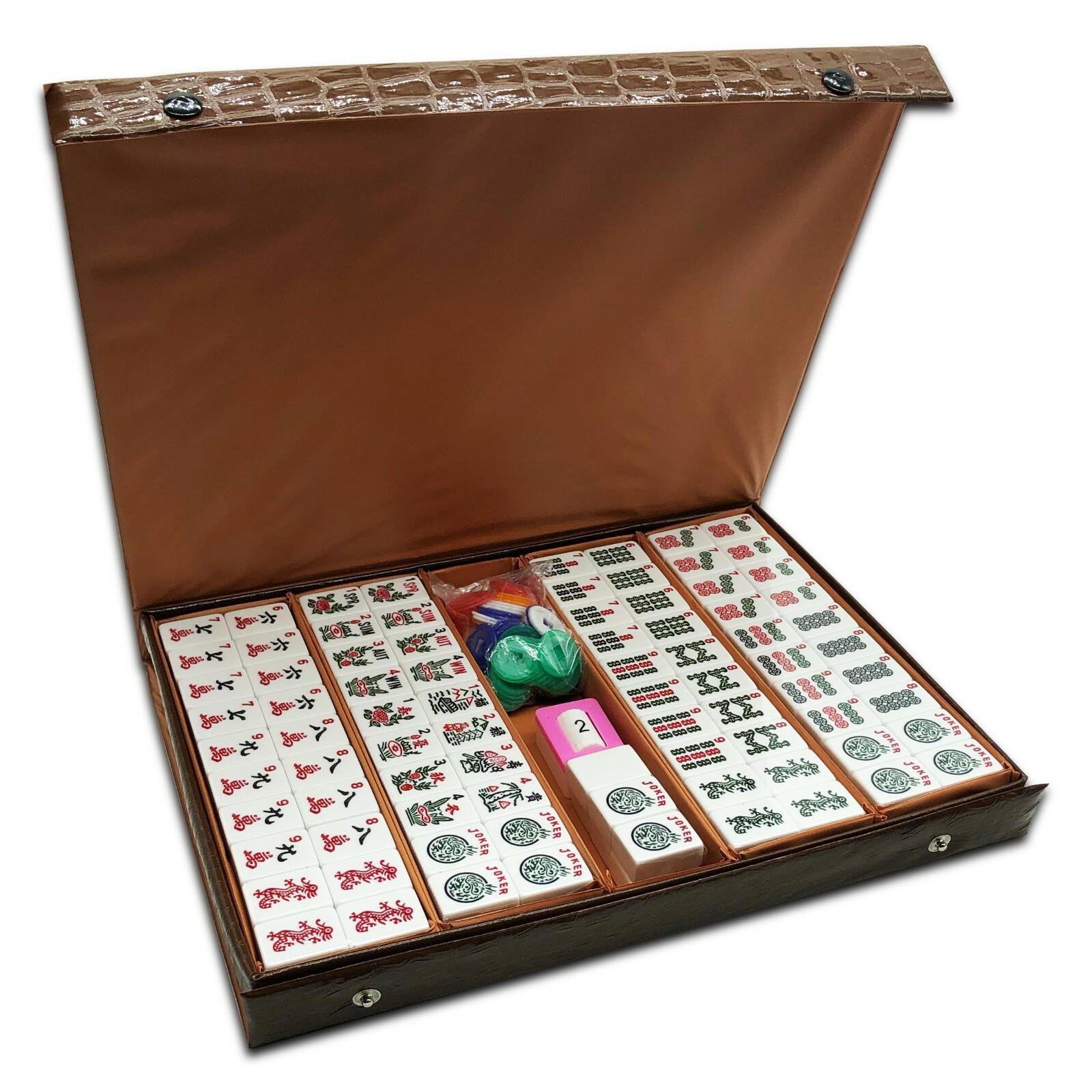 Traveler Size American Mahjong 166 Engraved Tiles Western Mahjongg with Case Set