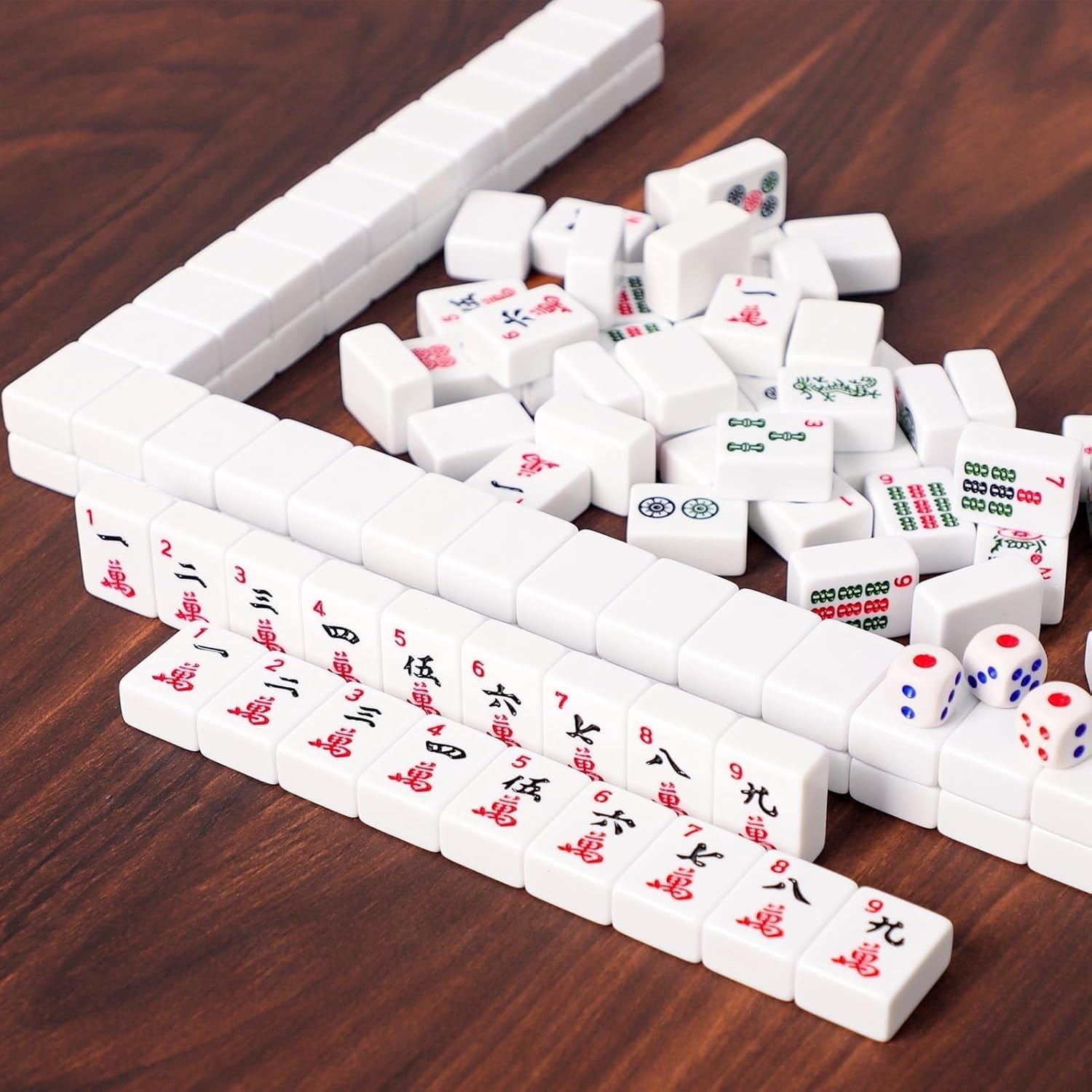 Engaging American Mahjong Set for 4: Complete with Tiles, Racks & Blue Carry Bag