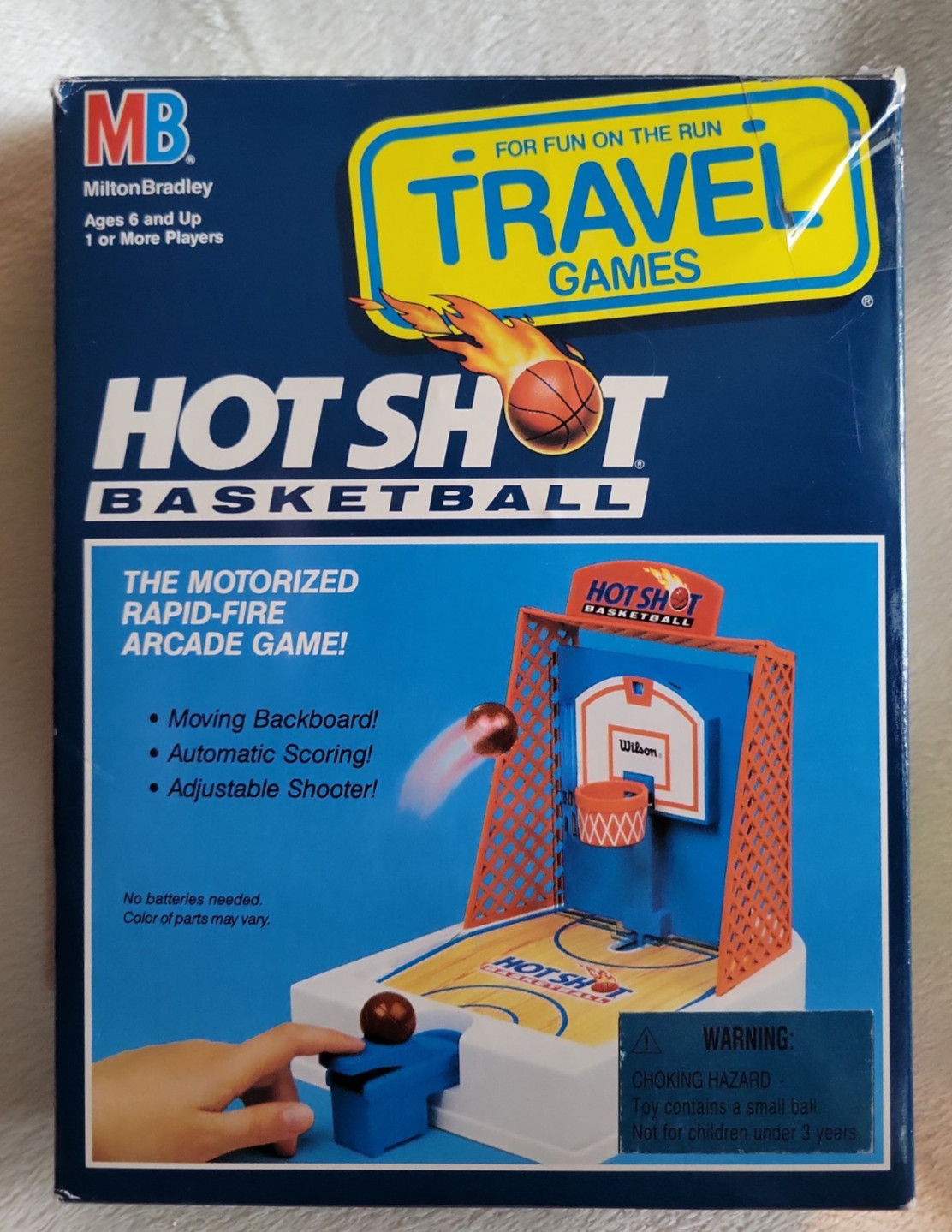 Vintage 1992 Milton Bradley Travel Hot Shot Basketball Game w/ Box