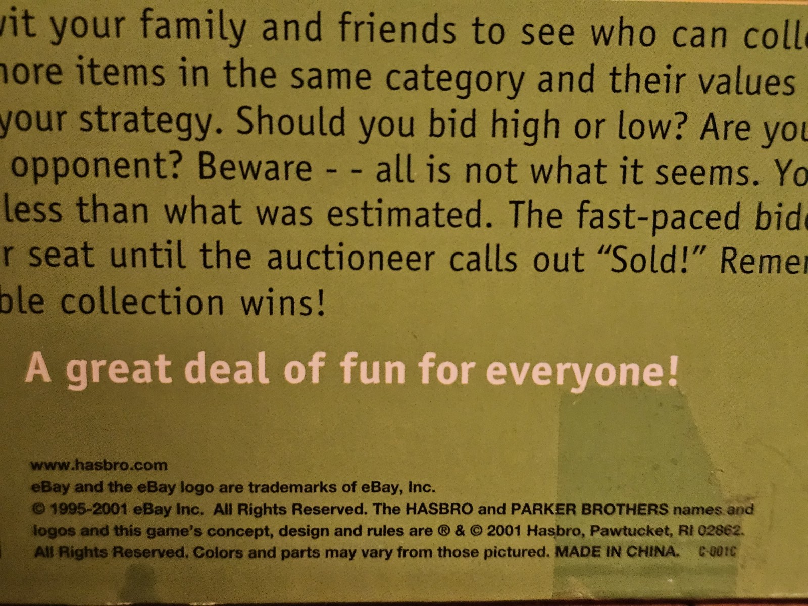 New eBay Auction Electronic Talking Board Auction Game Hasbro 2001 Vintage