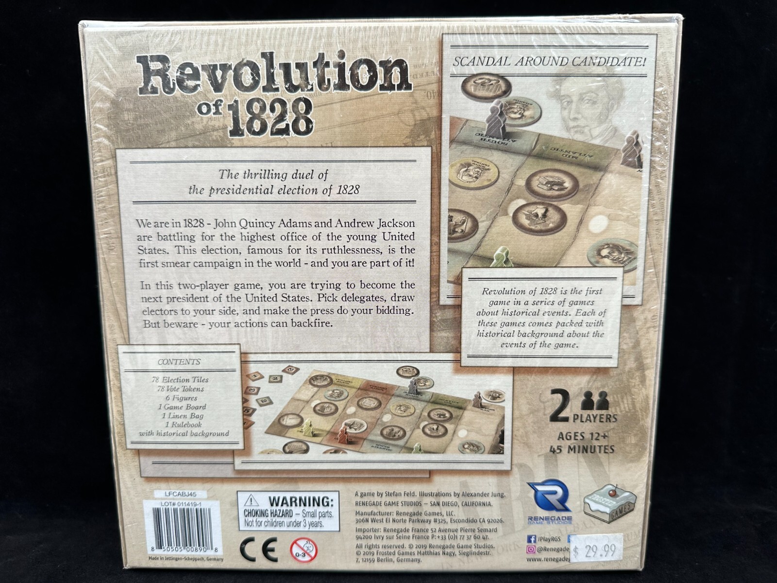 Revolution of 1828 Board Game New Sealed Stefan Field Renegade Studios 2019