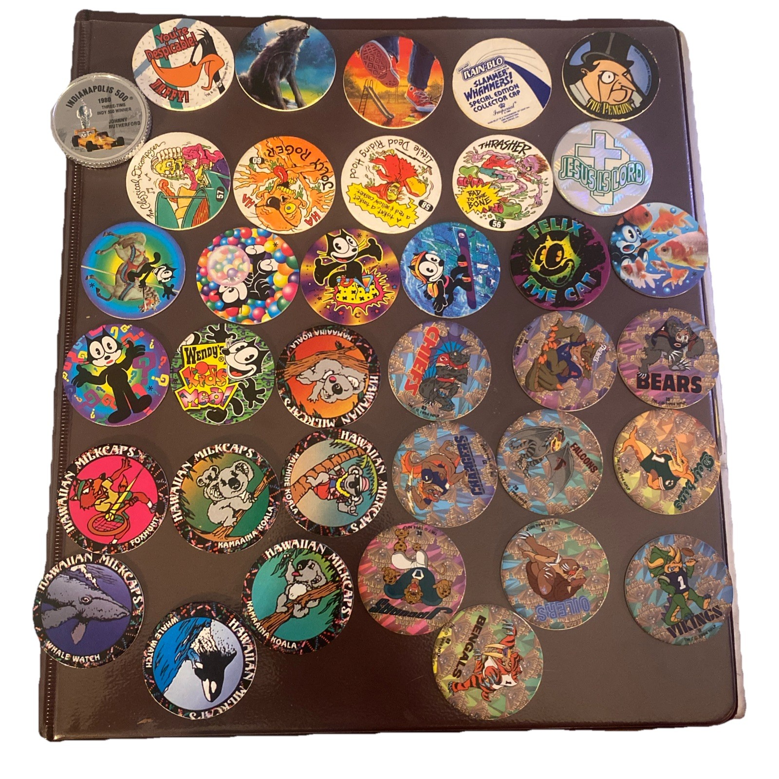 Vintage 1990s POG Milk Cap Lot 36+ Batman Goosebumps NFL Looney Tunes