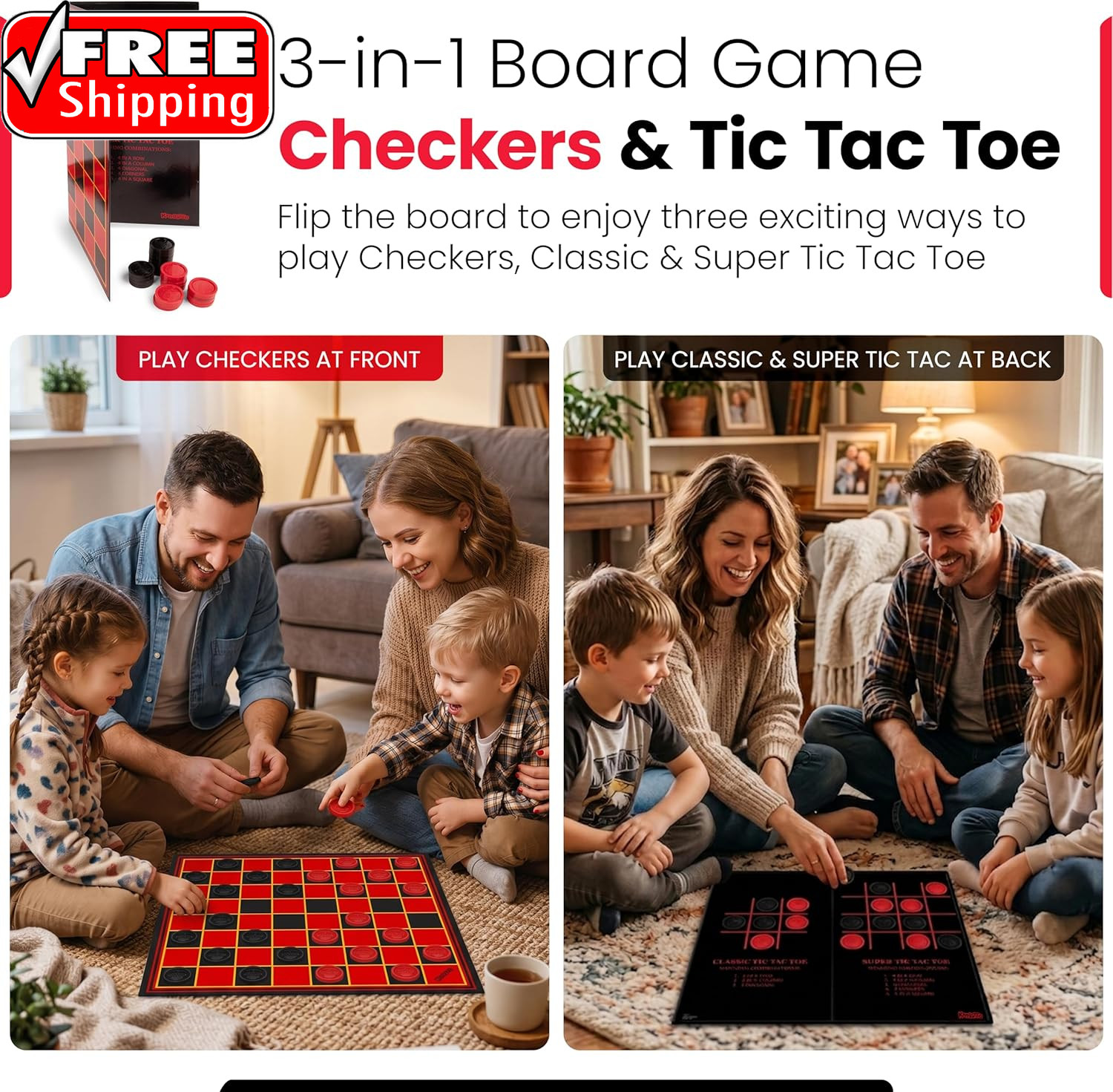 – Multiplayers Strategy Checker Board Game for Kids & Adults – Portable Educatio