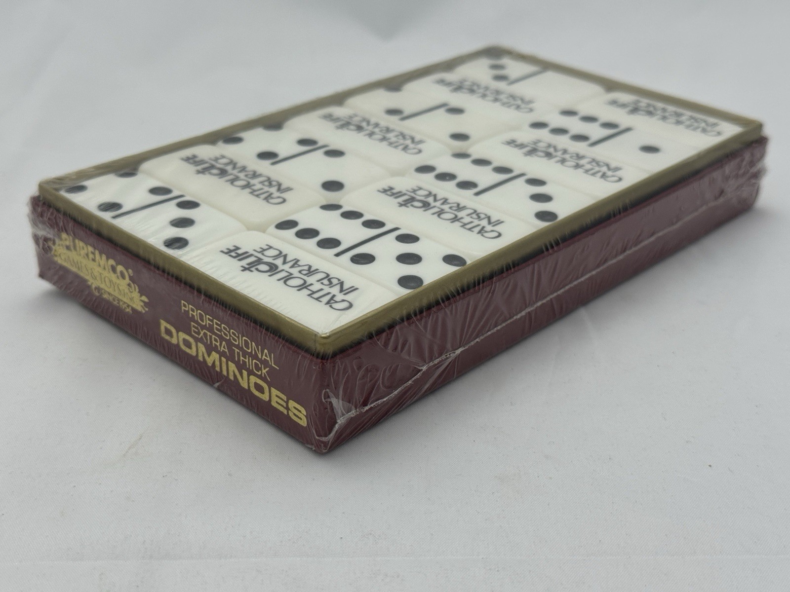 Puremco Professional Marblelike Extra Thick Dominoes Catholic Life Ins Vintage