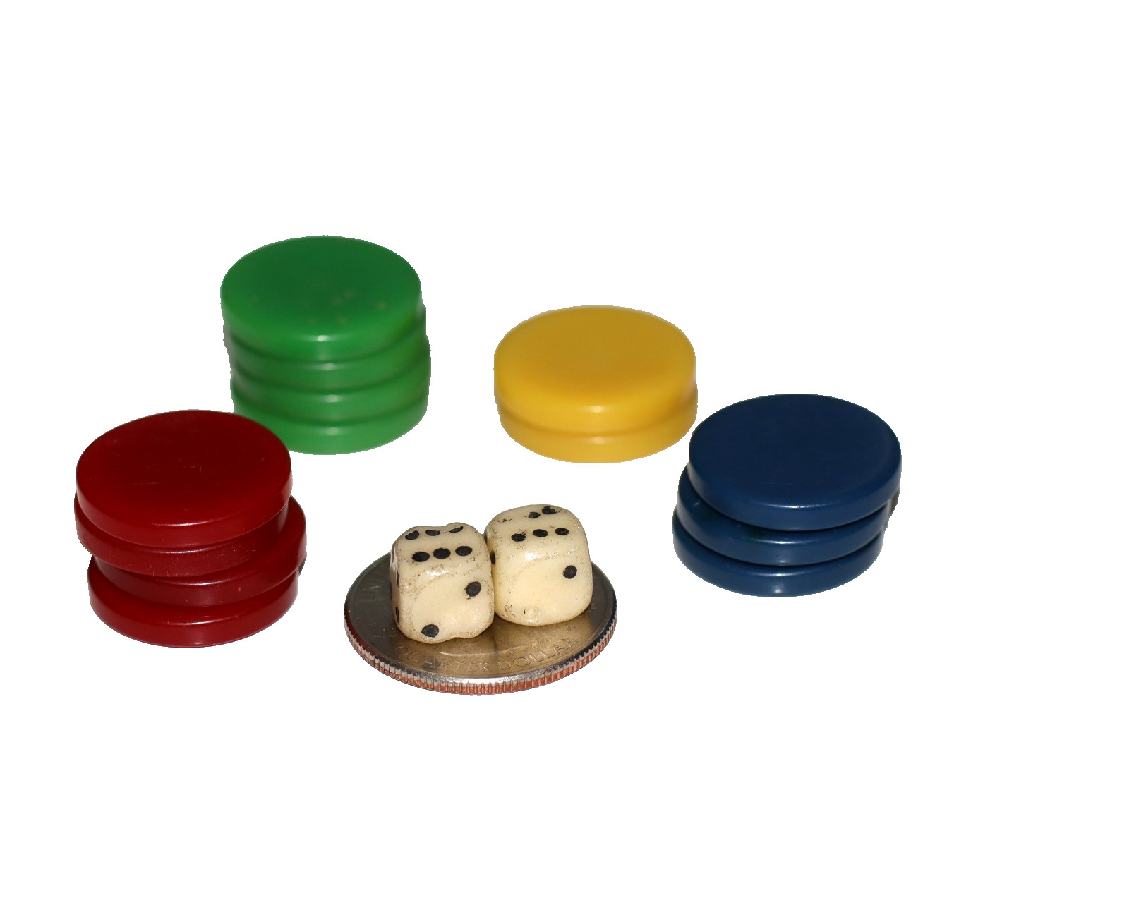 Antique Toy Primitive Miniature micro Mini Tiny Dice 5/16″ w/13 markers
