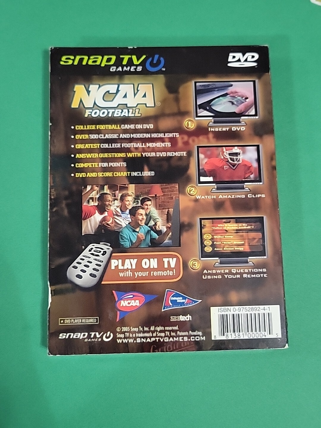 NCAA Football DVD Trivia Challenge Snap TV Games 2006 College Sports Highlights