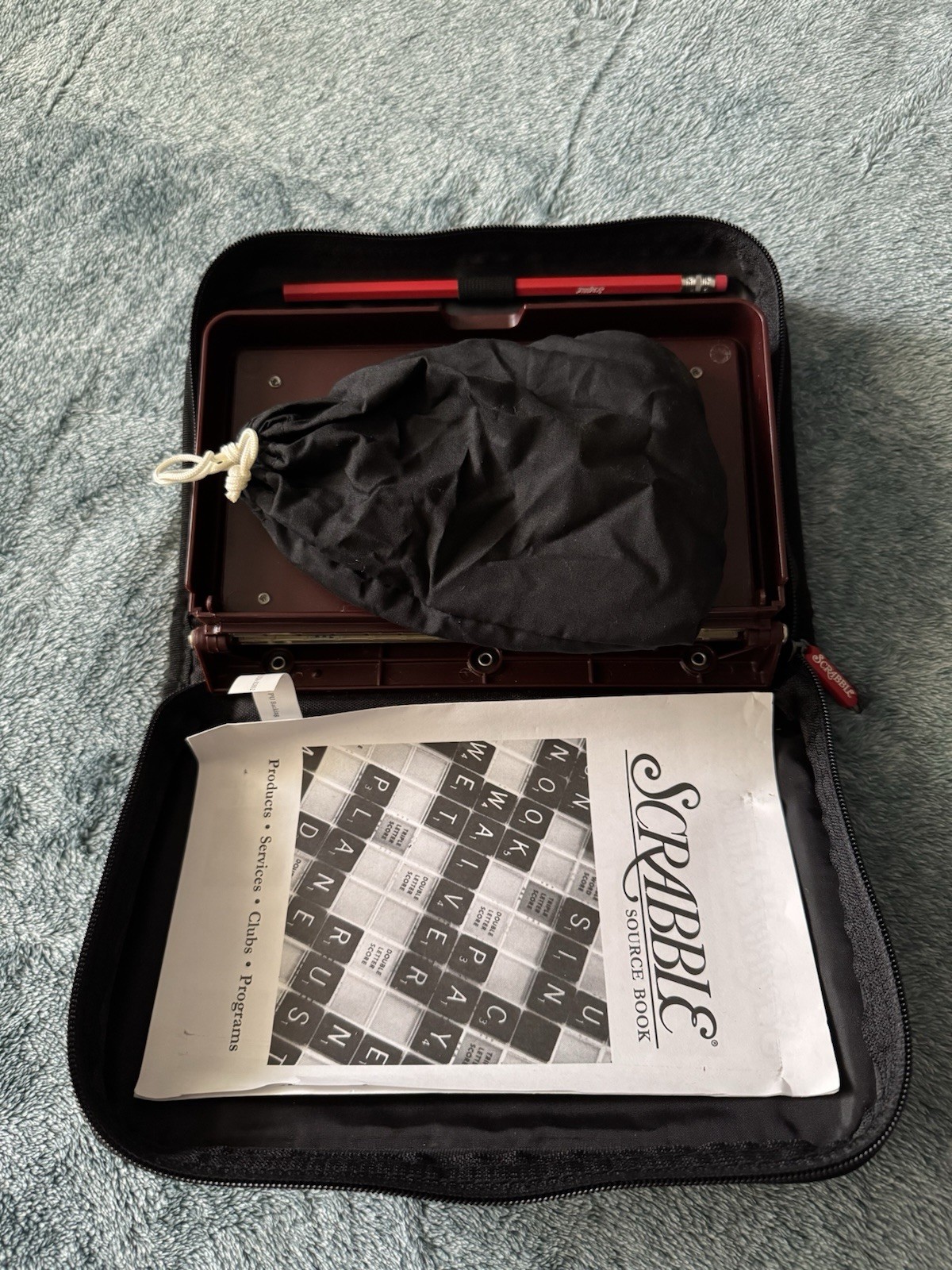 Scrabble Travel folio edition deluxe zippered carrying case. Complete