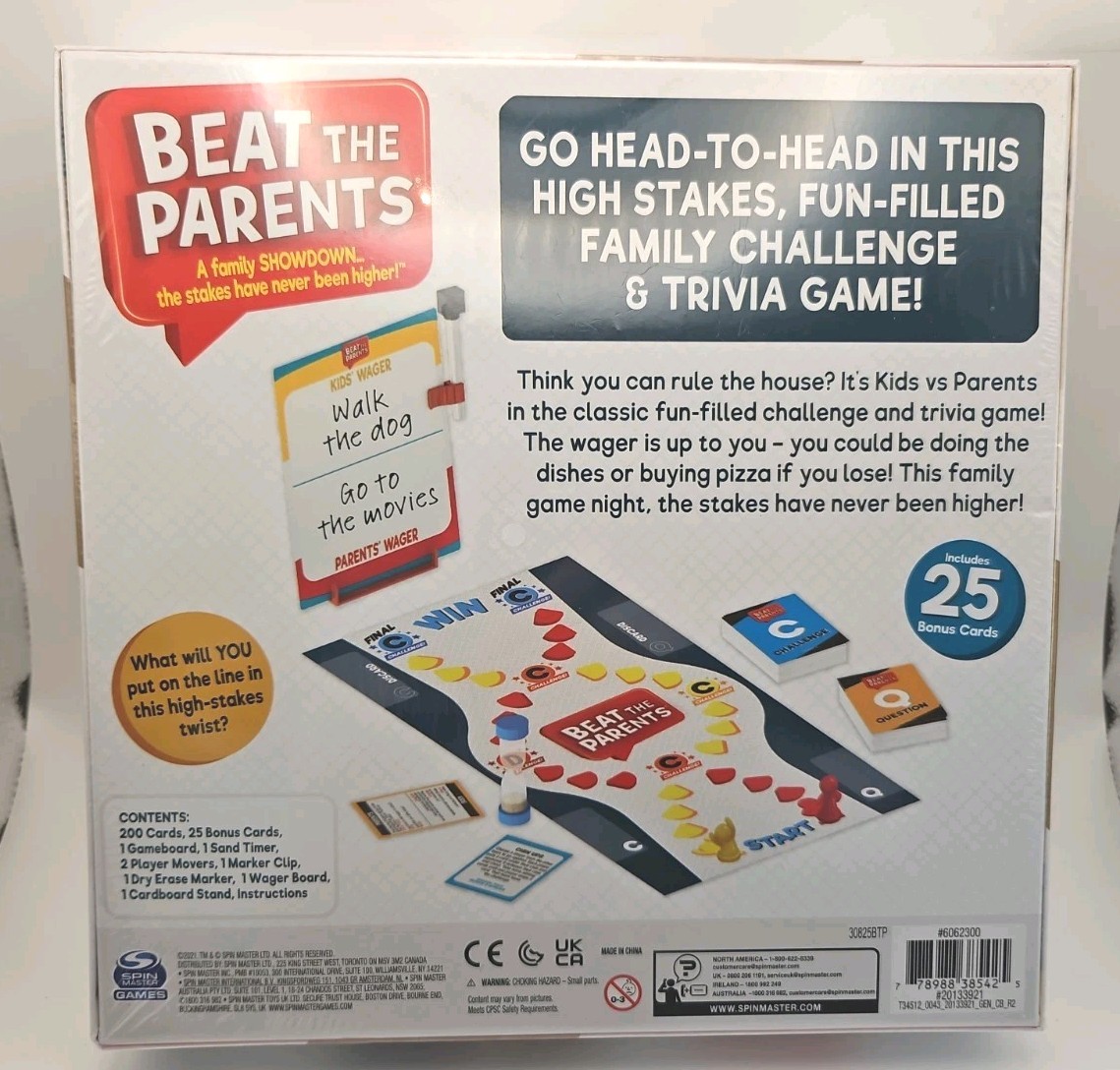 Beat The Parents Classic Family Trivia Game Kids Vs Parents w/25 Bonus Cards NEW