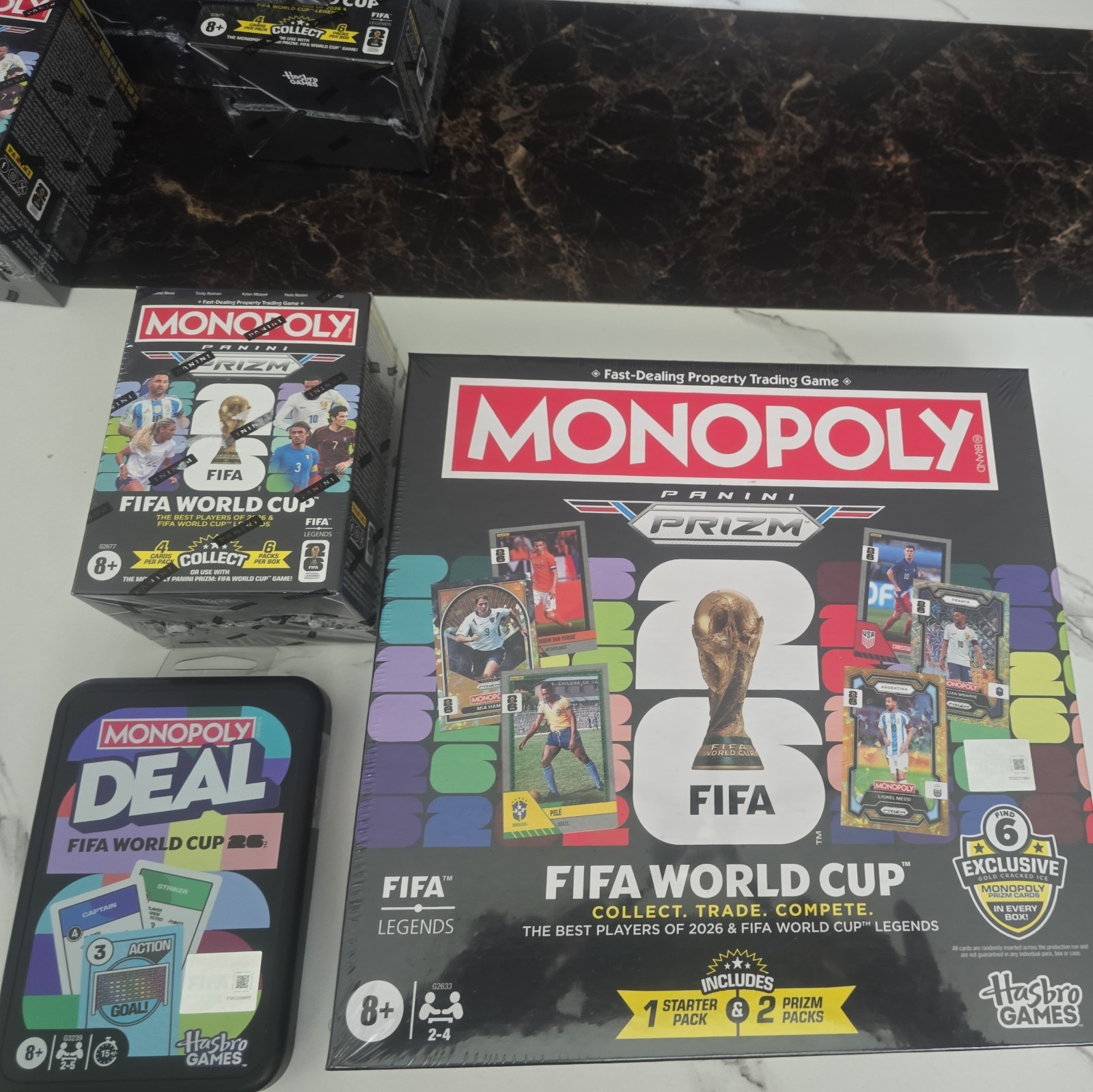 2026 FIFA World Cup trading card and Board Game Monopoly Panini Prizm Bundle