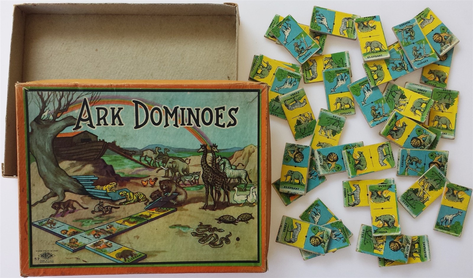 antique ARK DOMINOES noah wilder mfg usa toy bible animal early 1900s