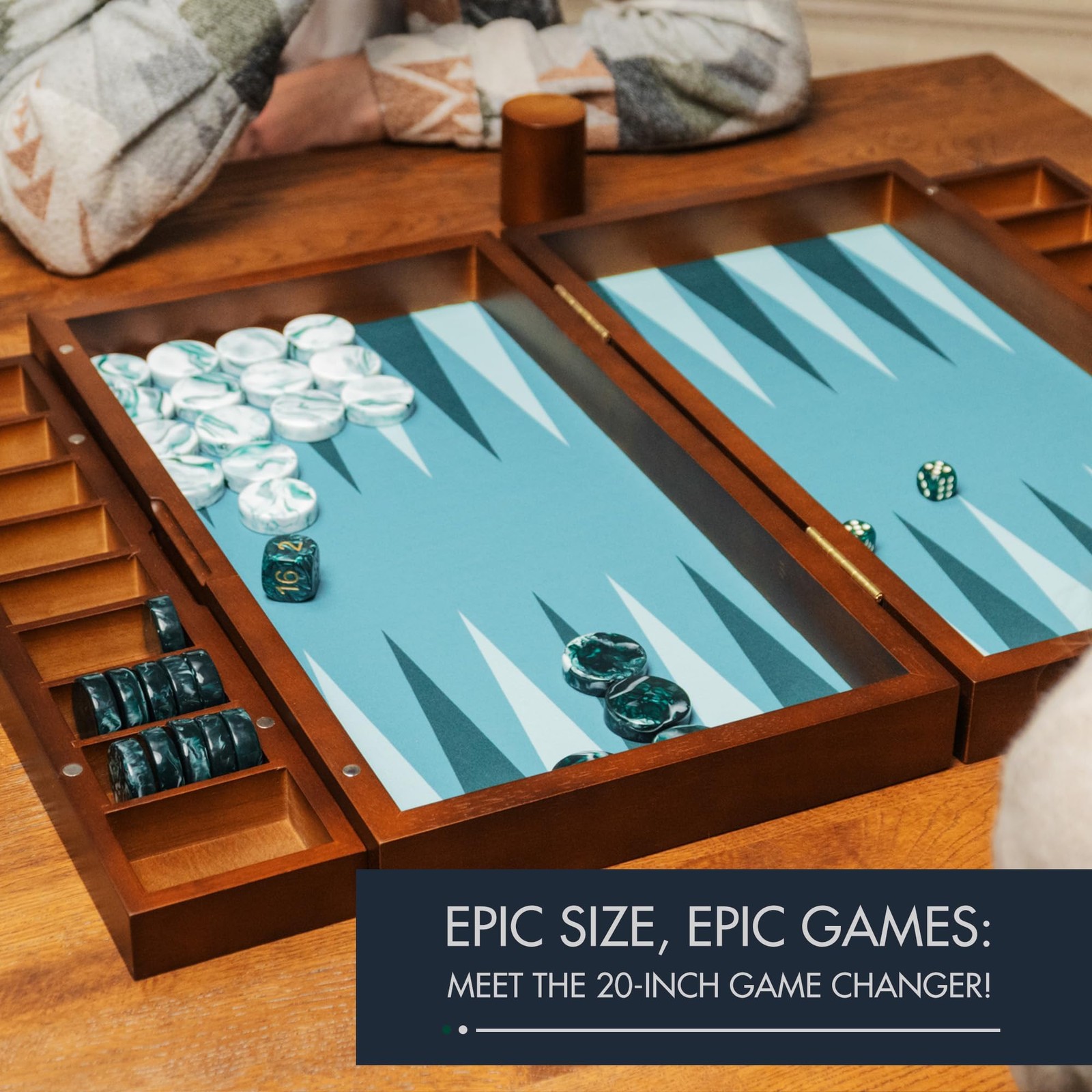 20 Inch Large Backgammon Sets for Adults, Green Backgammon Board, Solid Wood….